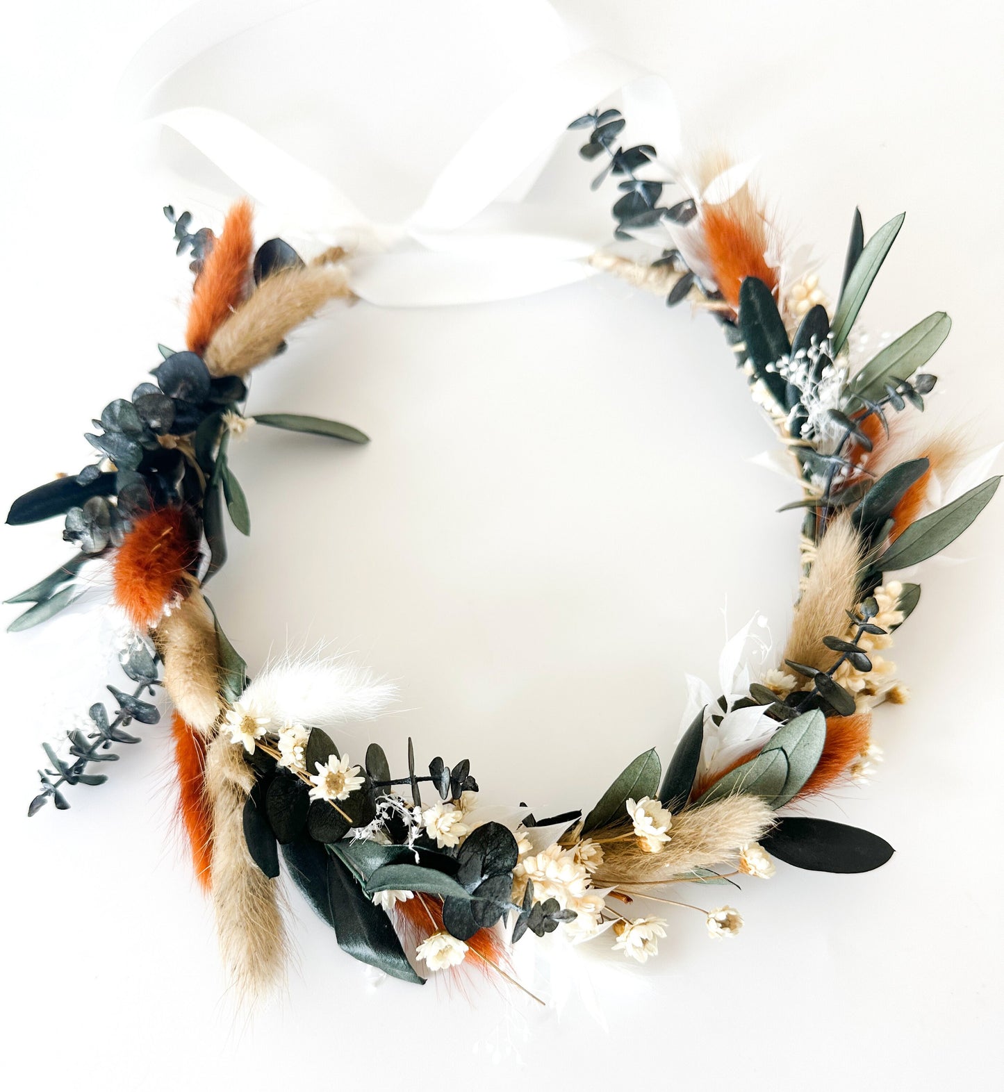 Terracotta, Olive + Eucalyptus Dried Flower Crown/ Wedding Hair/ Bride and Bridesmaids/ Flower Girl/ Photoshoot