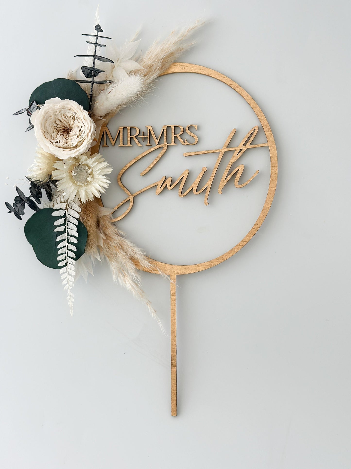 Personalized Garden Rose + Greenery Cake Topper, Wedding cake, Cake flowers