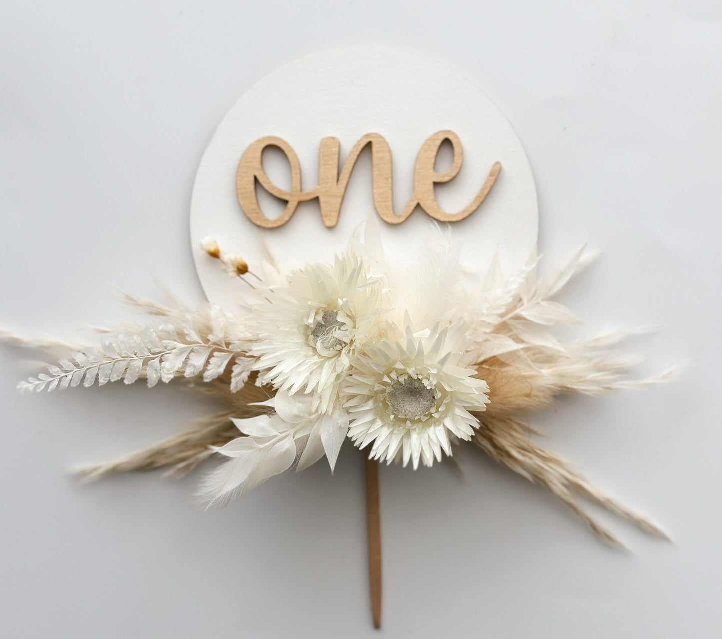 Personalized Birthday Cake Topper with Dried Flowers