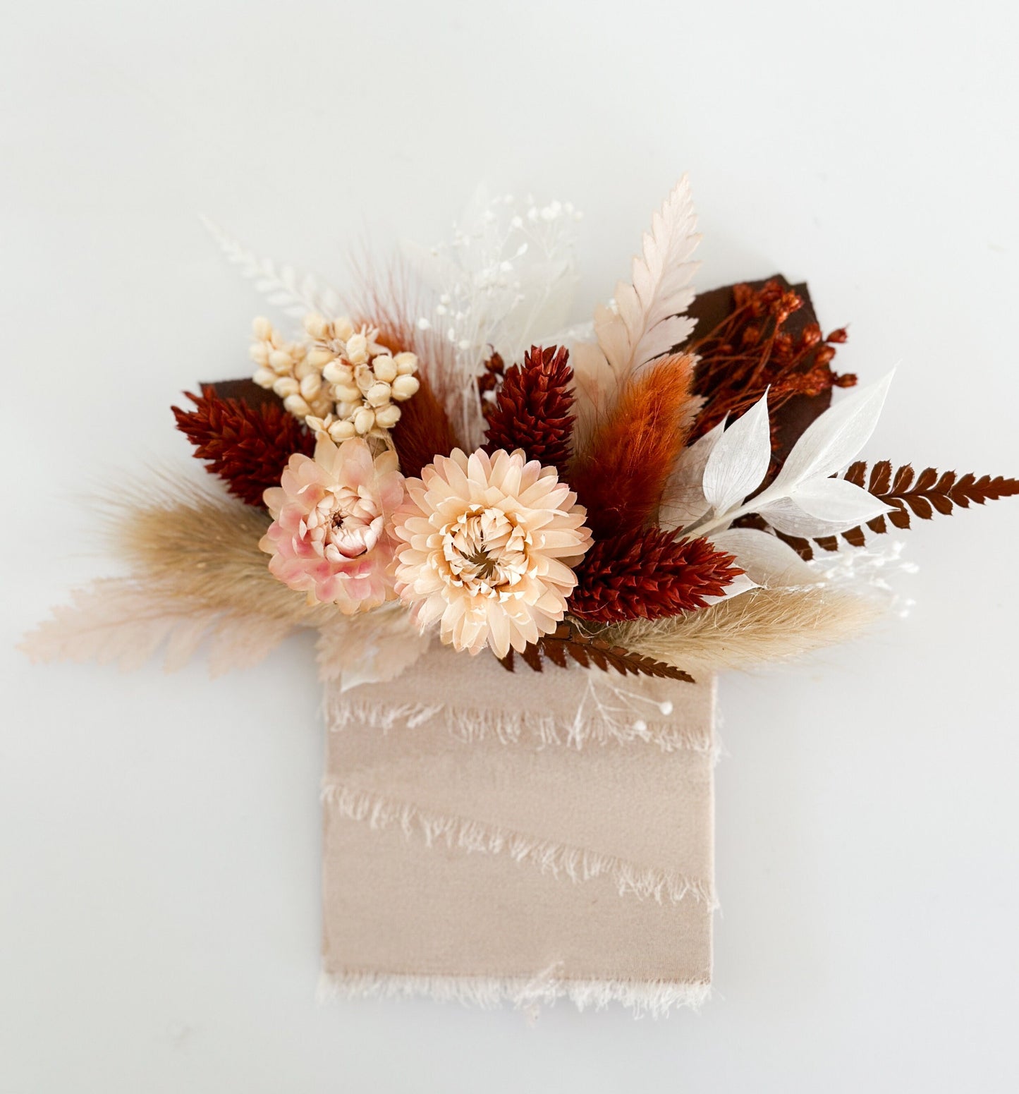 Blush + Terracotta Dried Flower Pocket Boutonniere/ Wedding Flowers/ Groom and Groomsmen