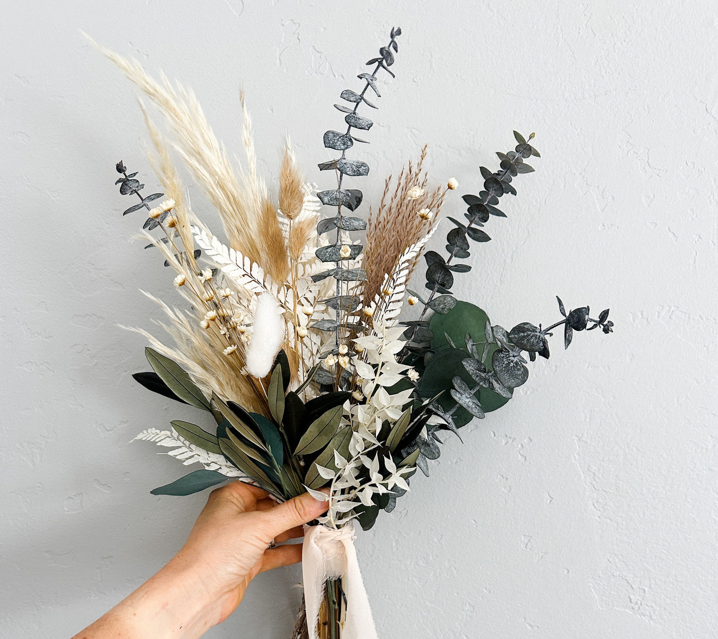 Mini Olive, Eucalyptus + Pampas Grass Bouquet/ Wedding flowers/ Bud vase, Home decor, Dried Flowers, Bridesmaids