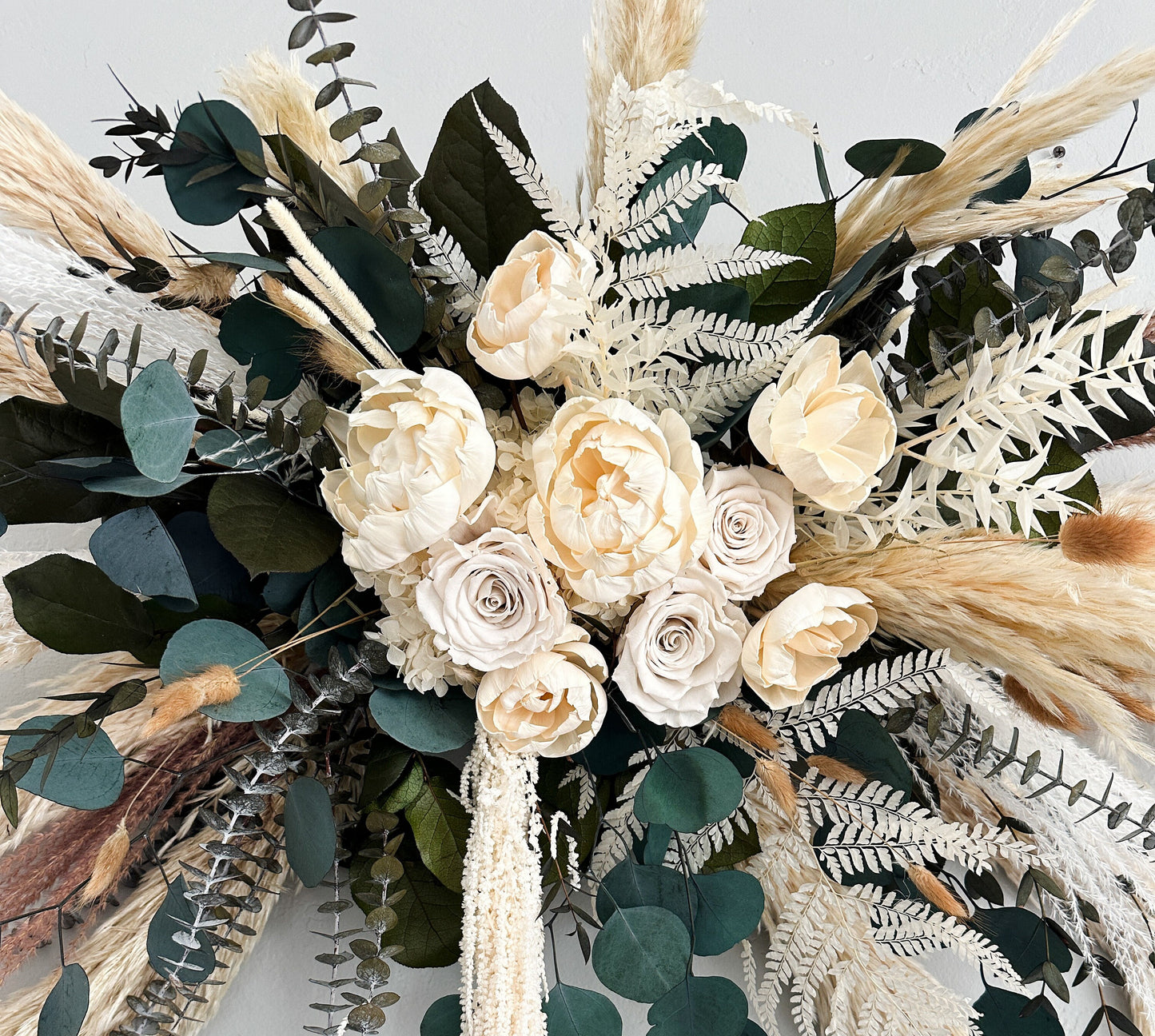 Peony, Rose, + Pampas Arch or Wall Decor/ Wedding Ceremony/ Arch Flowers