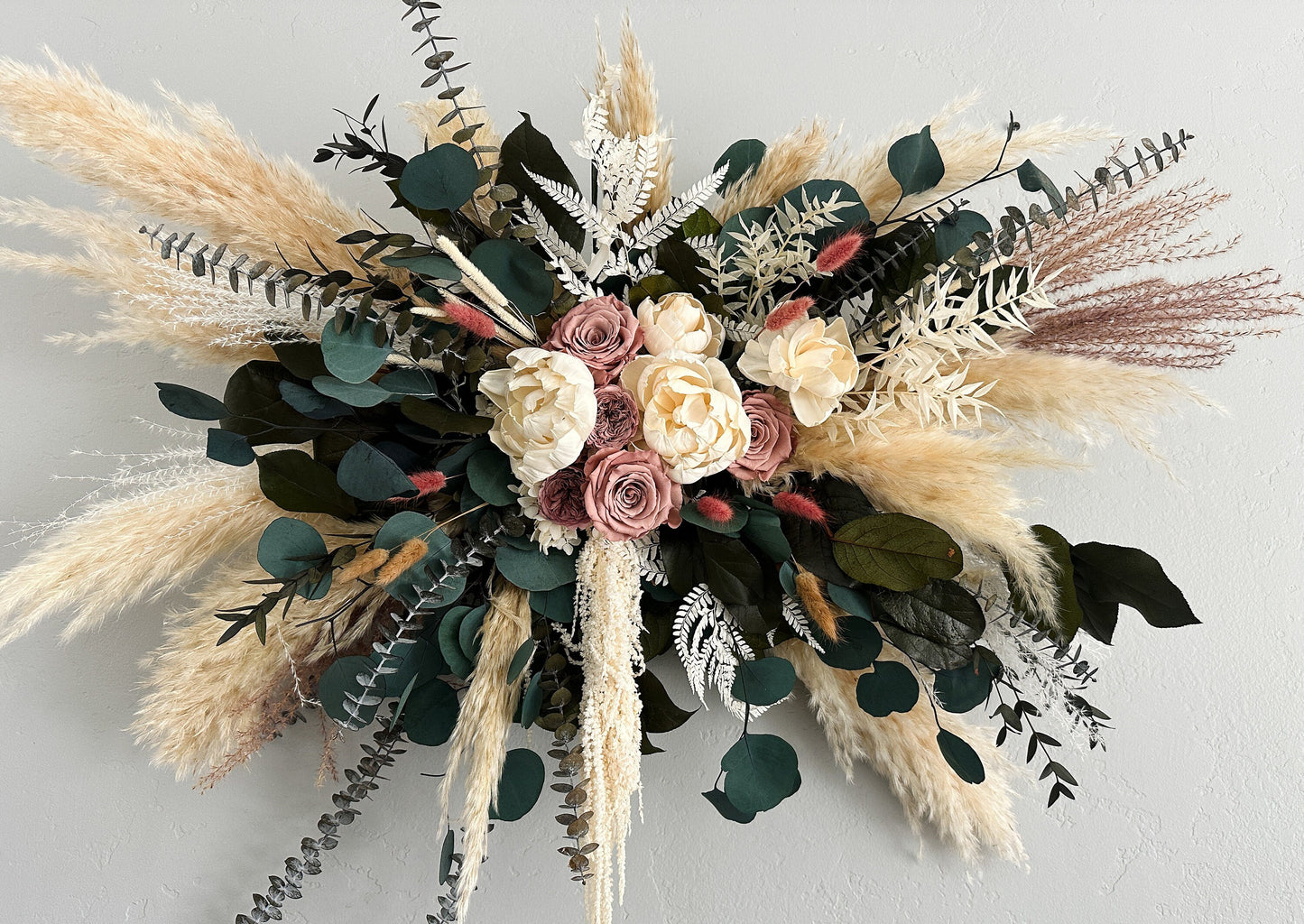 Peony, Dusty Rose, + Pampas Arch or Wall Decor/ Wedding Ceremony/ Arch Flowers