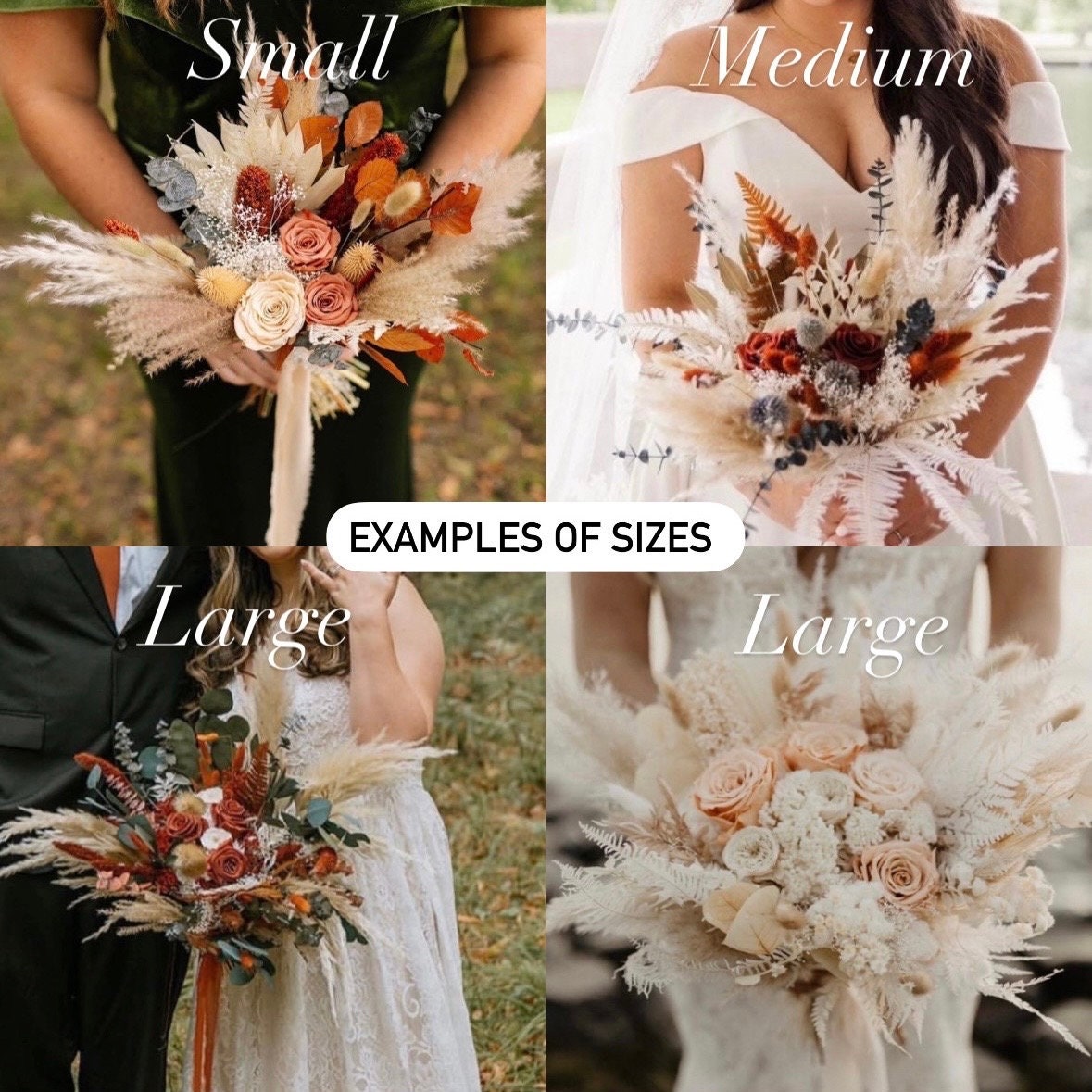 Cedar + Pampas Grass Winter Bouquet/ Bride and Bridesmaids/ Dried Flower Bouquet/ Wedding Flowers