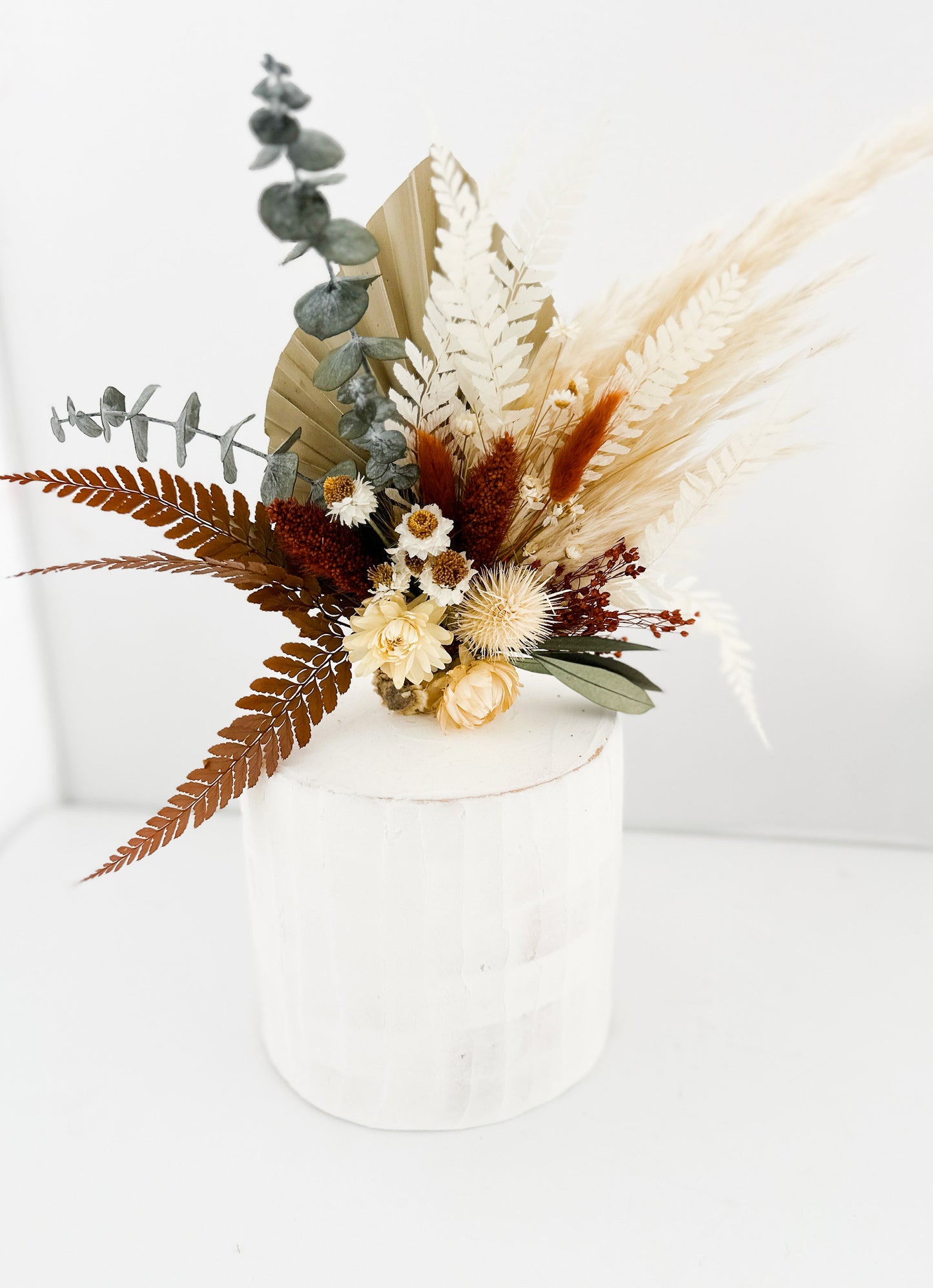 Dried Floral Terracotta, Rust + Greenery Cake Topper