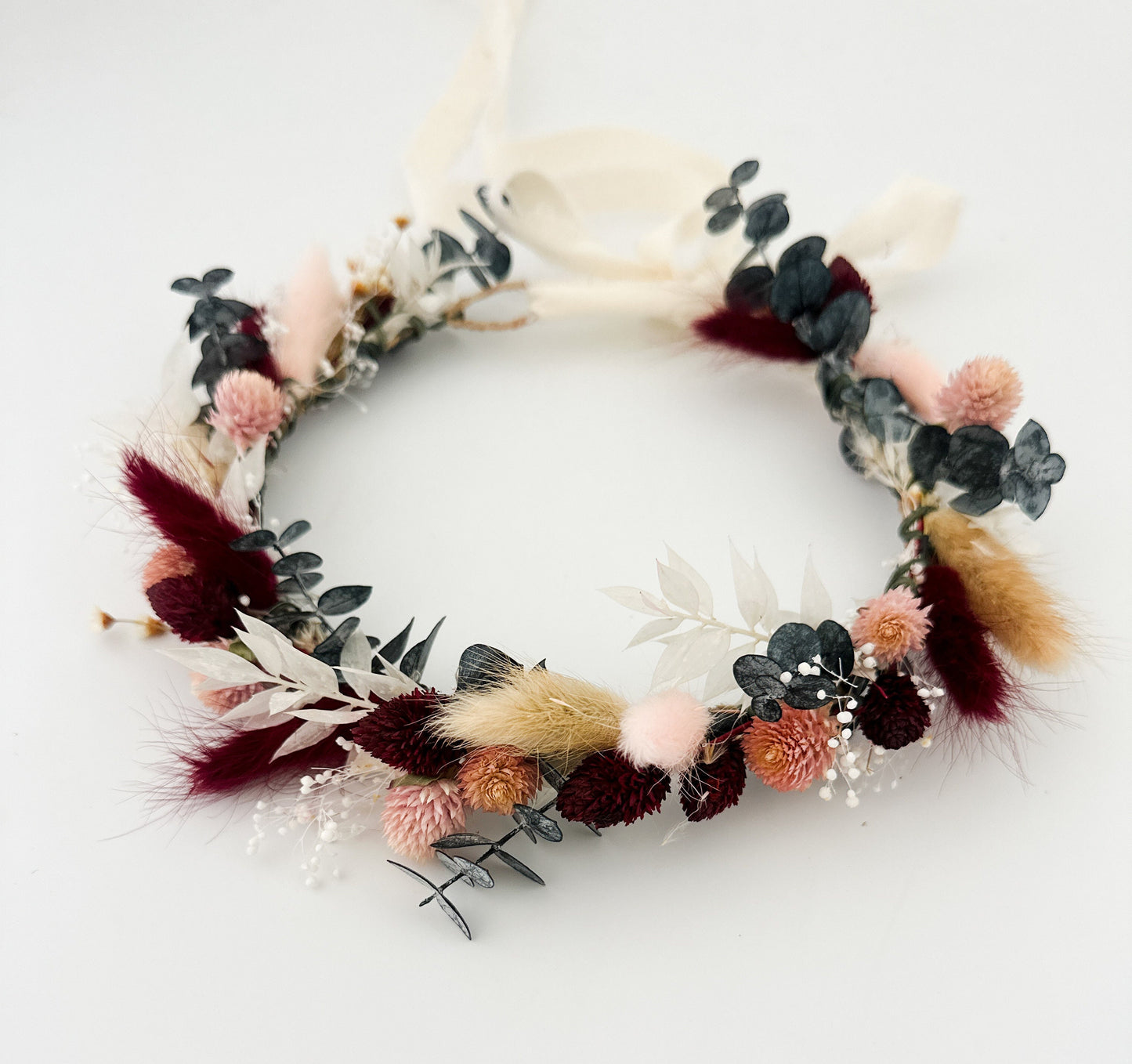 Blush and Burgundy Dried Flower Crown/ Wedding Hair/ Bride and Bridesmaids/ Flower Girl/ Photoshoot