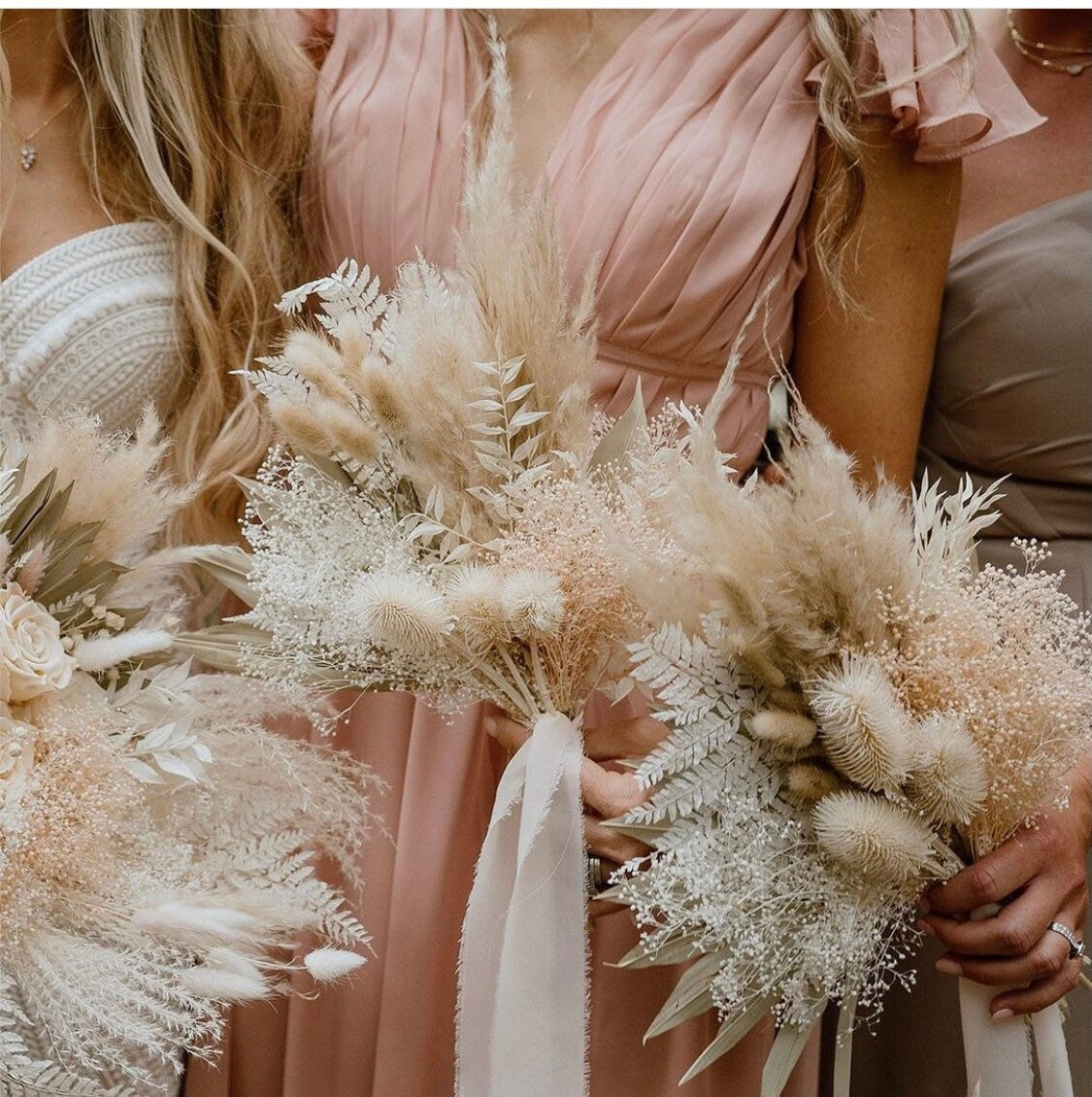 Small Pampas Grass + Blush Bouquet/ Bride and Bridesmaids/ Dried Flower Bouquet/ Wedding Flowers