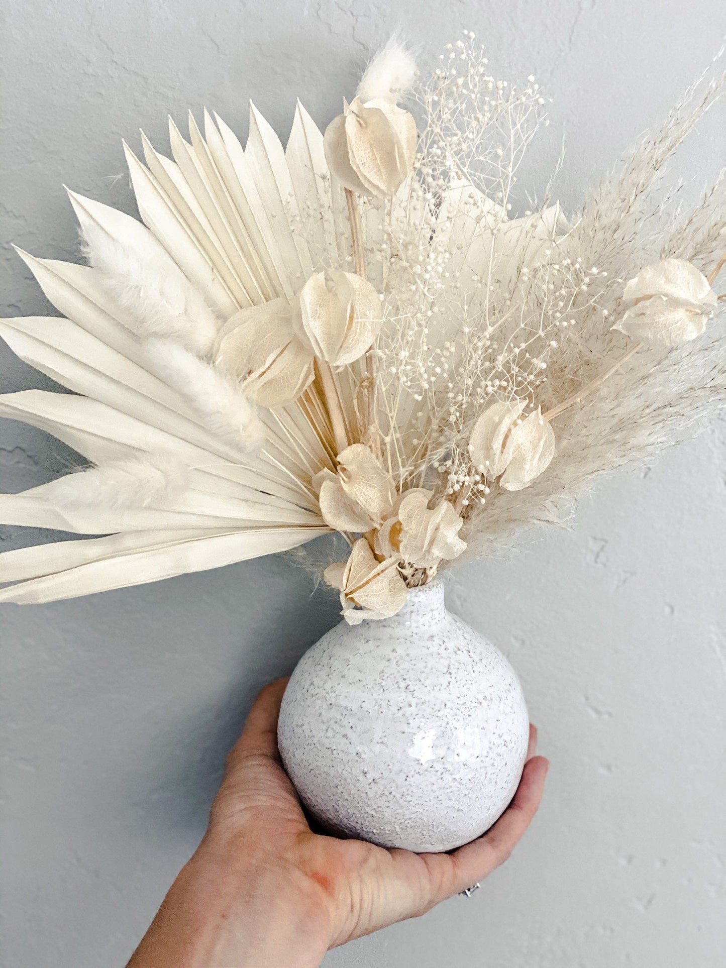 Pampas Grass and White Palm Bud Vase