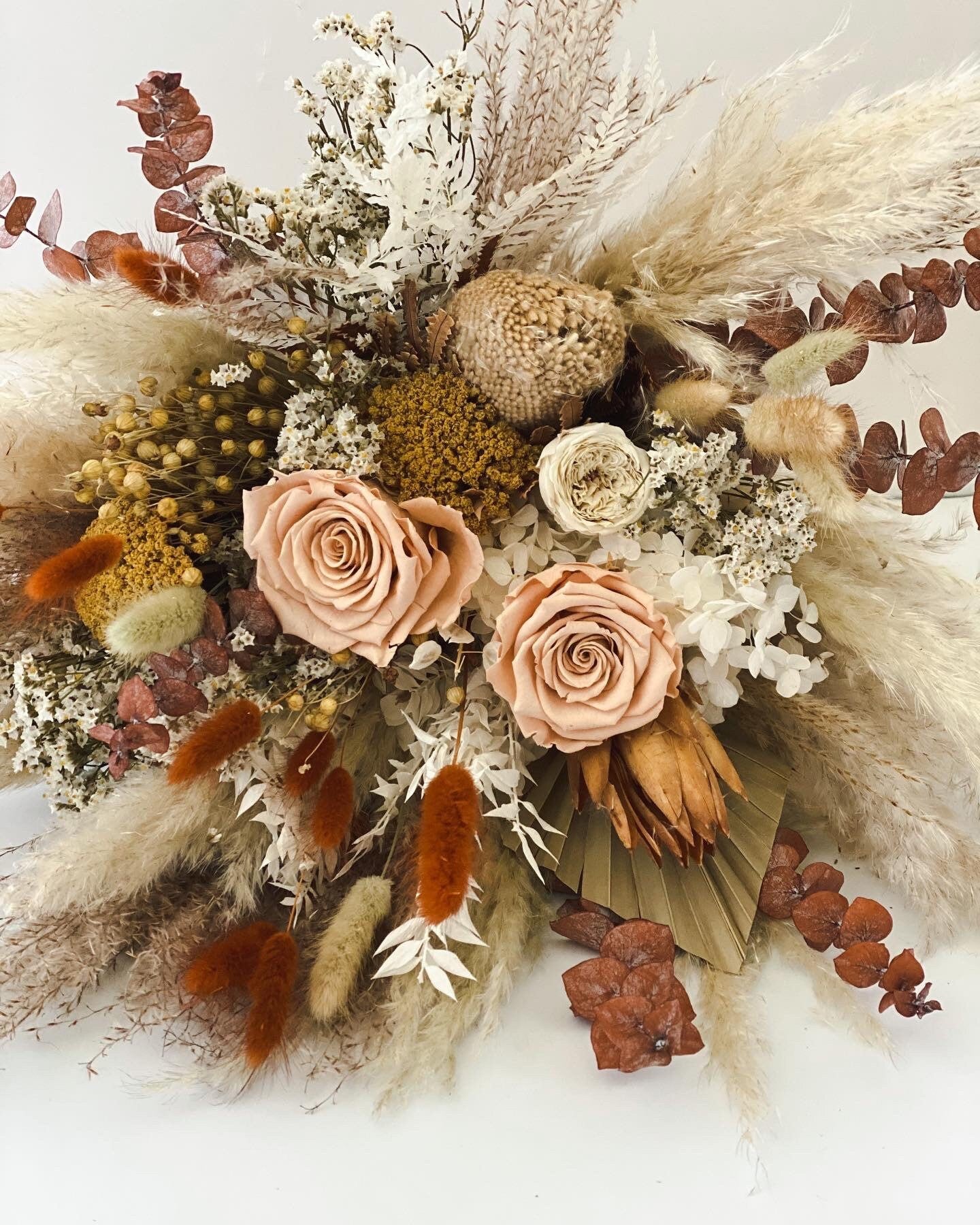 Terracotta, Mustard + Toffee Pampas Grass Bouquet/ Bride and Bridesmaids/ Dried Flower Bouquet/ Wedding Flowers
