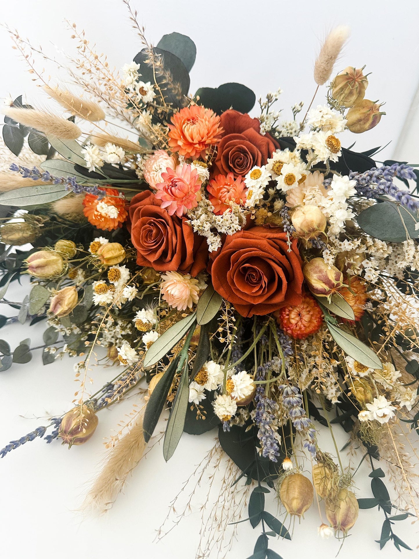 Rust Rose Wildflower Bouquet/ Bride and Bridesmaids/ Dried Flower Bouquet/ Wedding Flowers