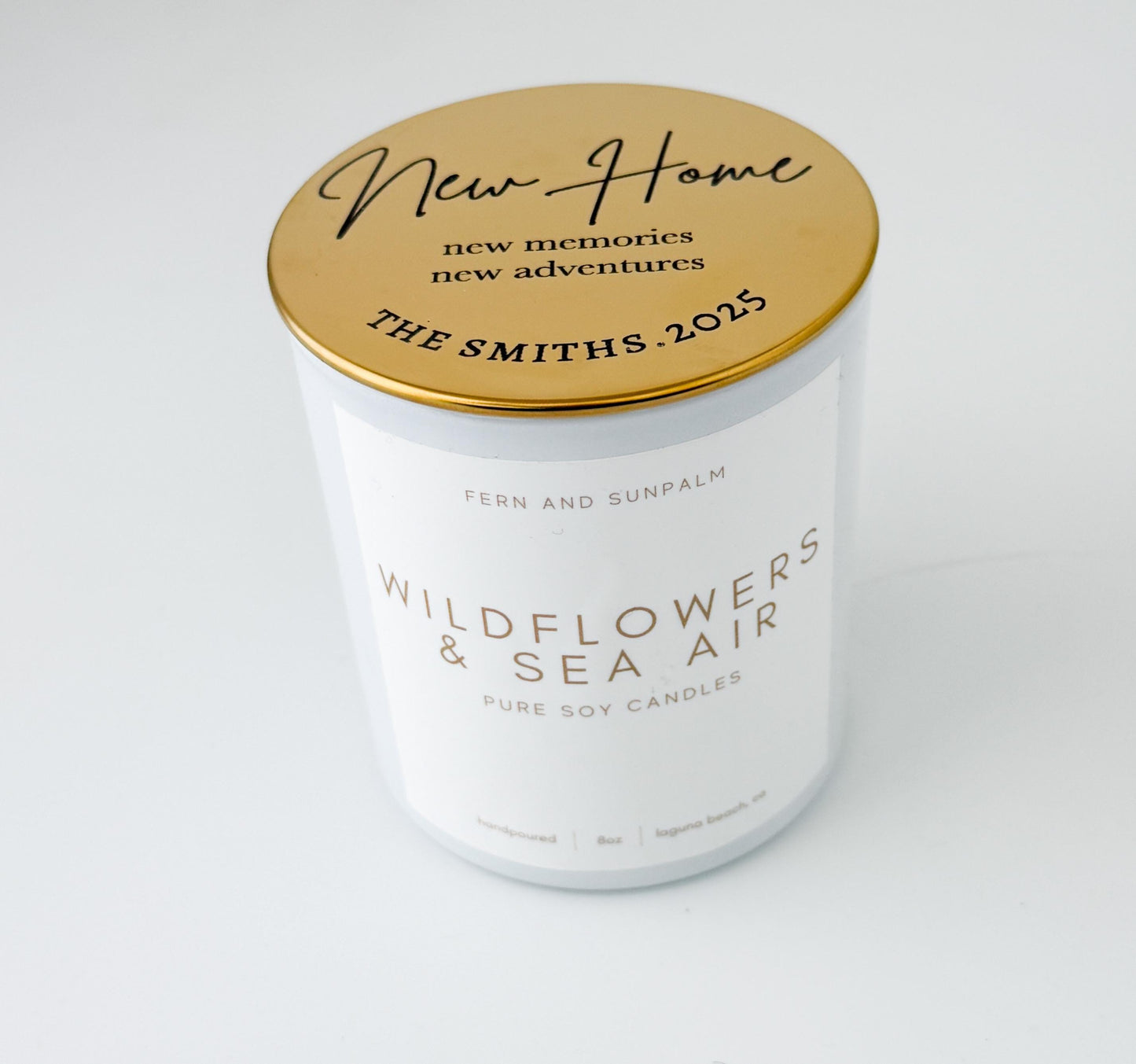 Housewarming New Home Gift Box with Personalized Candle and Small Dried Flower Arrangement