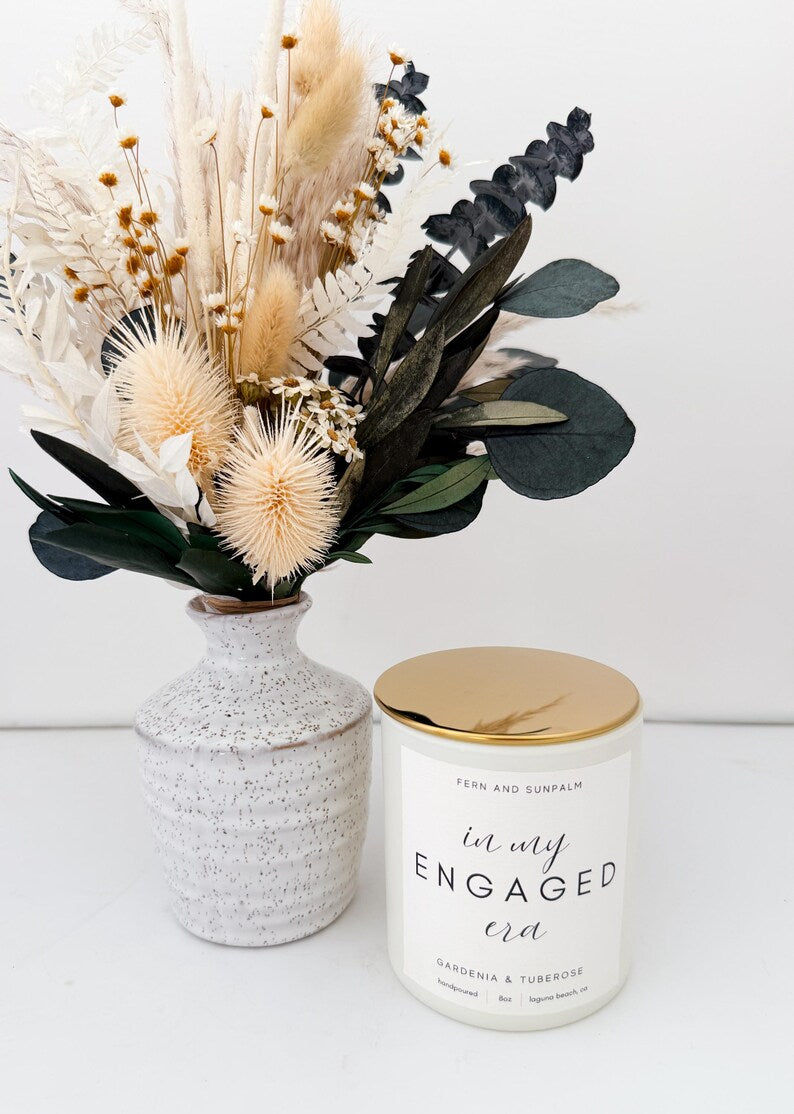 Engagement Gift Box with Candle and Small Dried Flower Arrangement
