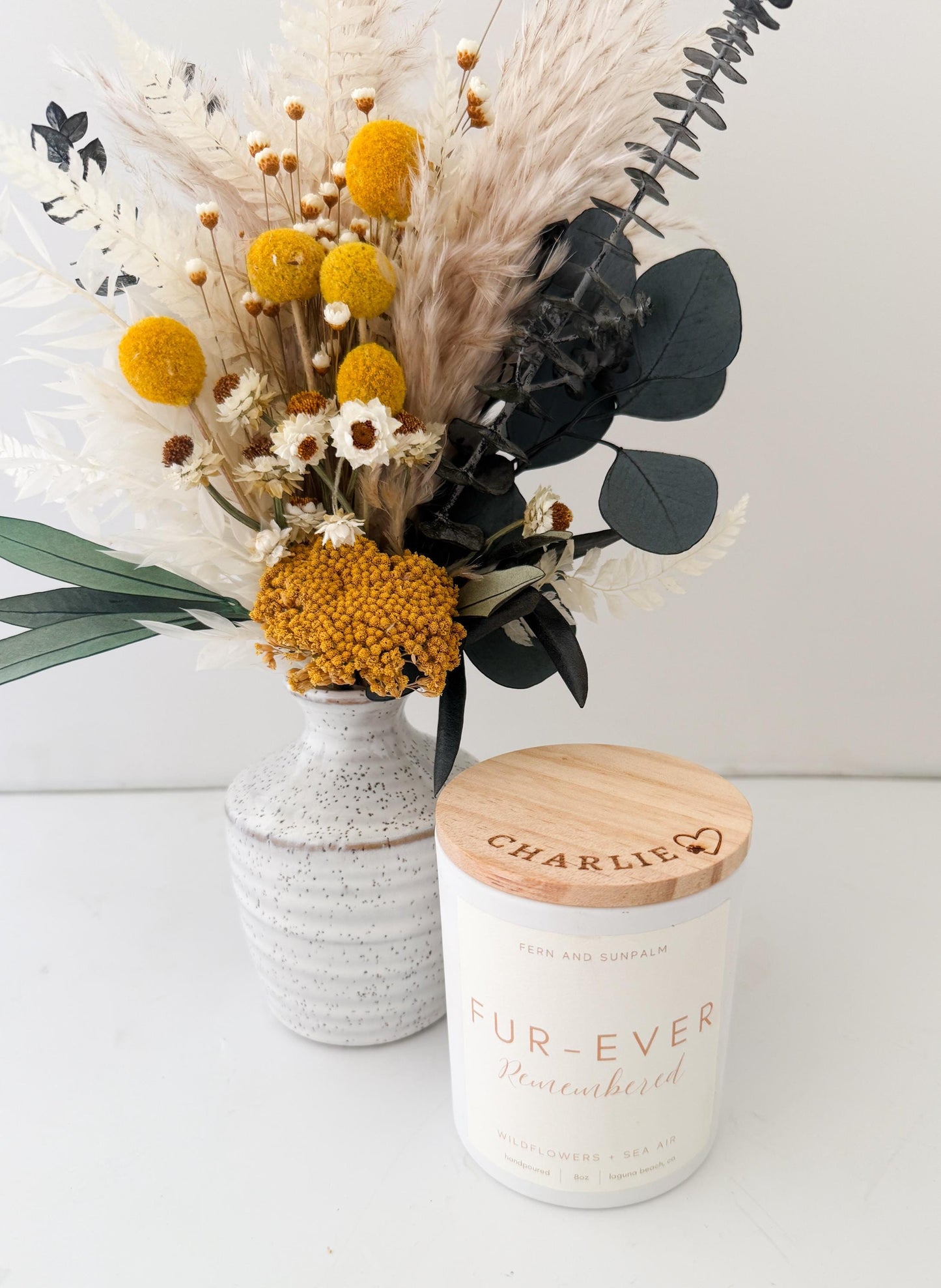 Pet Sympathy Gift Box with Candle and Small Dried Flower Arrangement