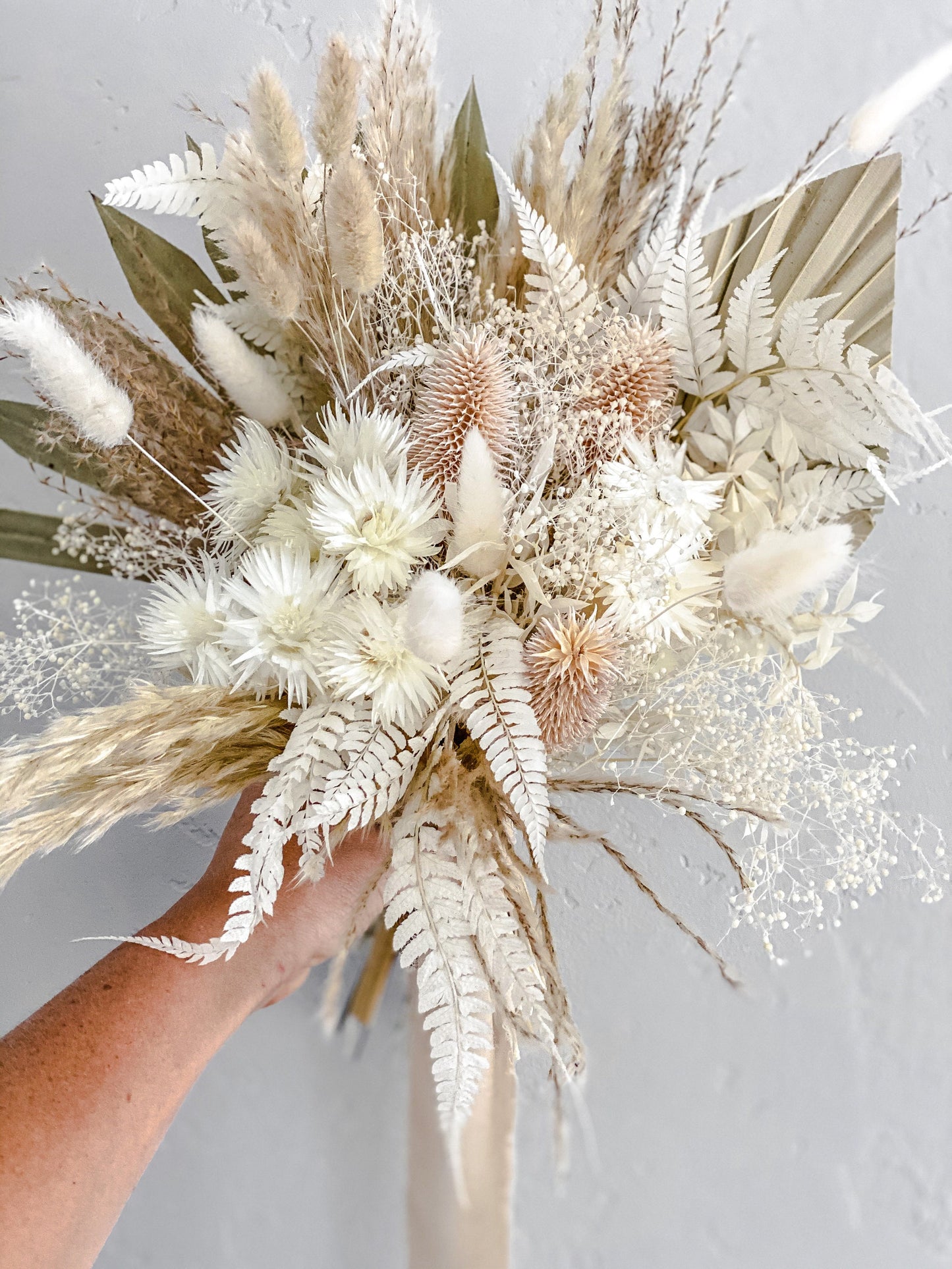 Pampas and Strawflower Bouquet/ Bride and Bridesmaids/ Dried Flower Bouquet/ Wedding Flowers