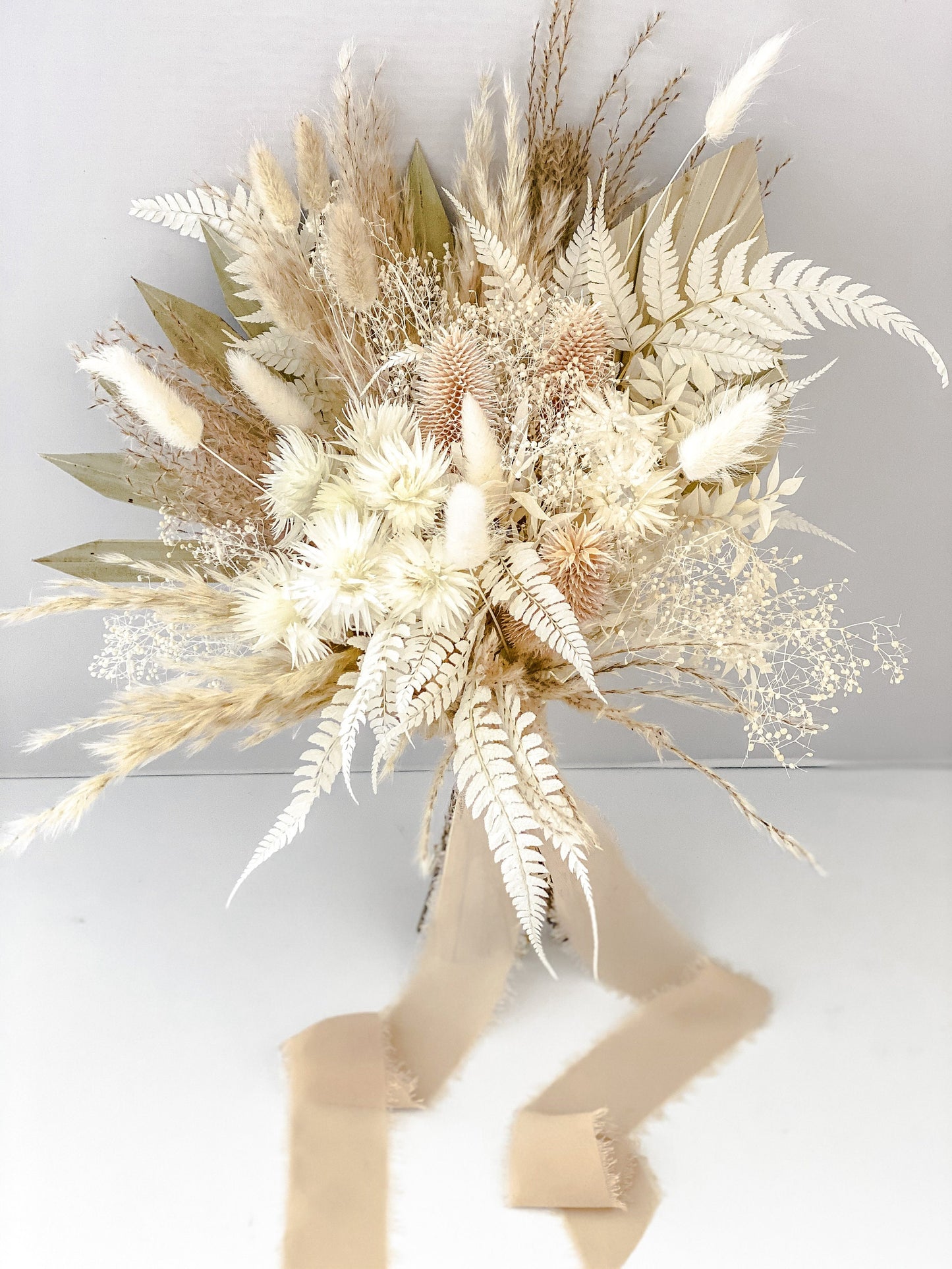 Pampas and Strawflower Bouquet/ Bride and Bridesmaids/ Dried Flower Bouquet/ Wedding Flowers