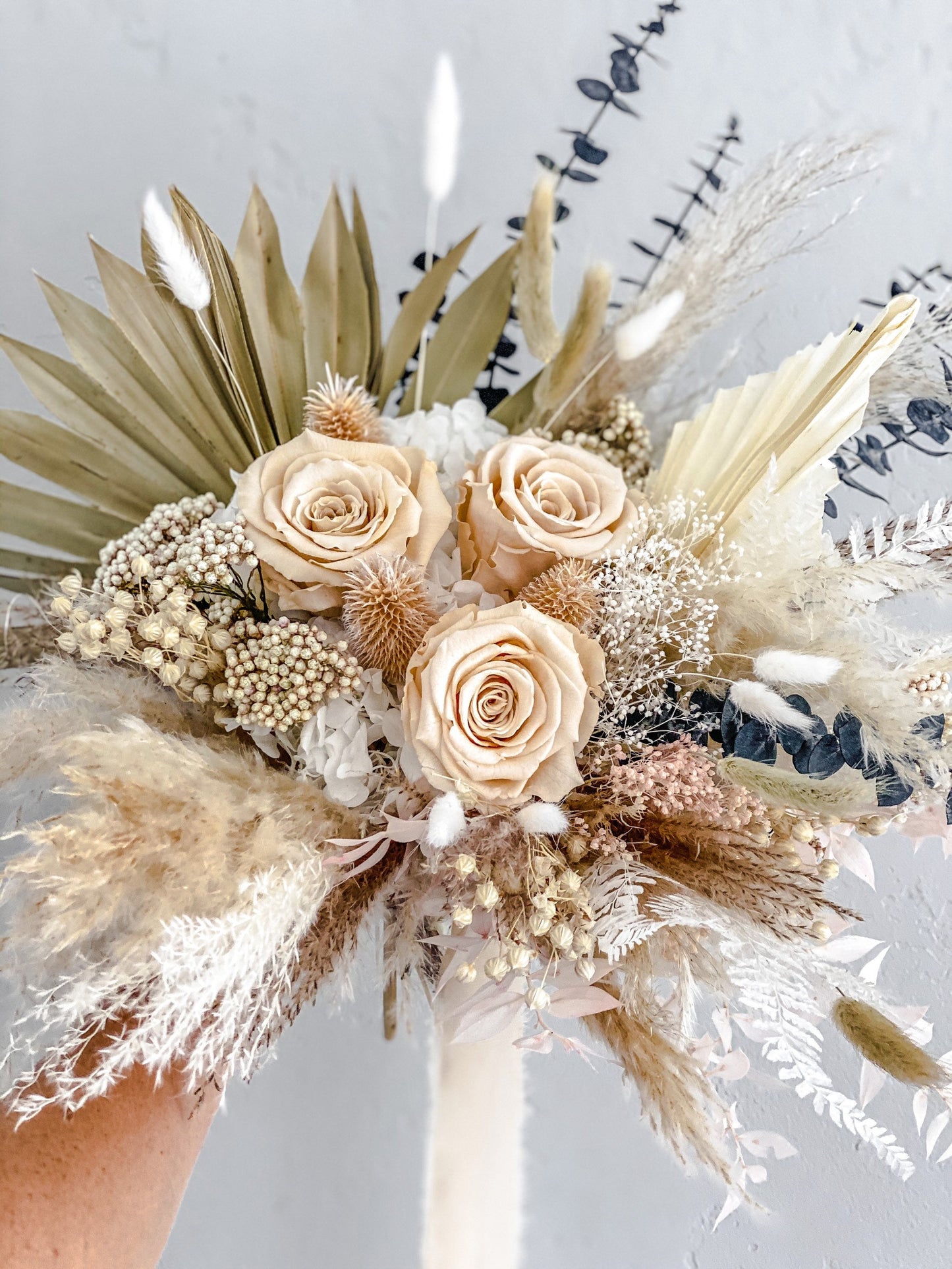 Blush Eucalyptus Pampas Grass Bouquet/ Bride and Bridesmaids/ Dried Floral Bouquet/ Wedding Flowers