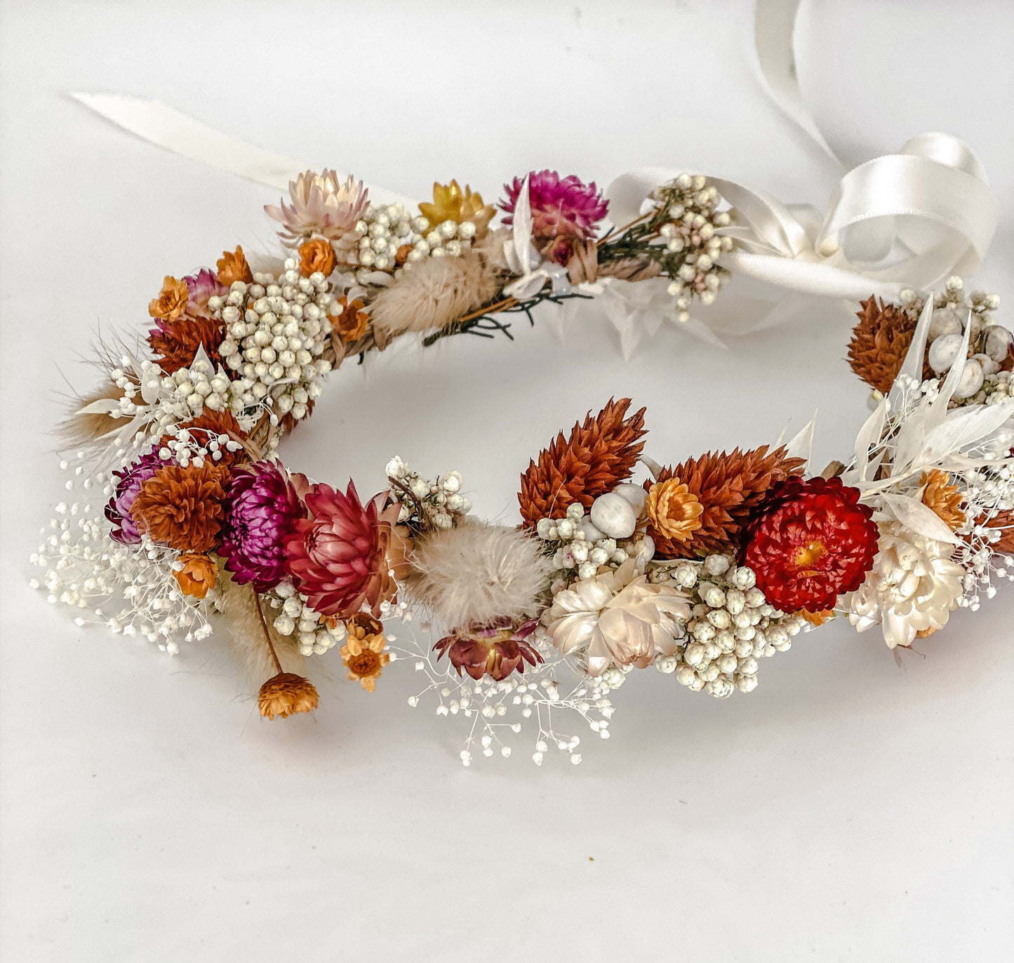 Fall Color Strawflower Crown/ Wedding Hair/ Bride and Bridesmaids/ Flower Girl/ Photoshoot