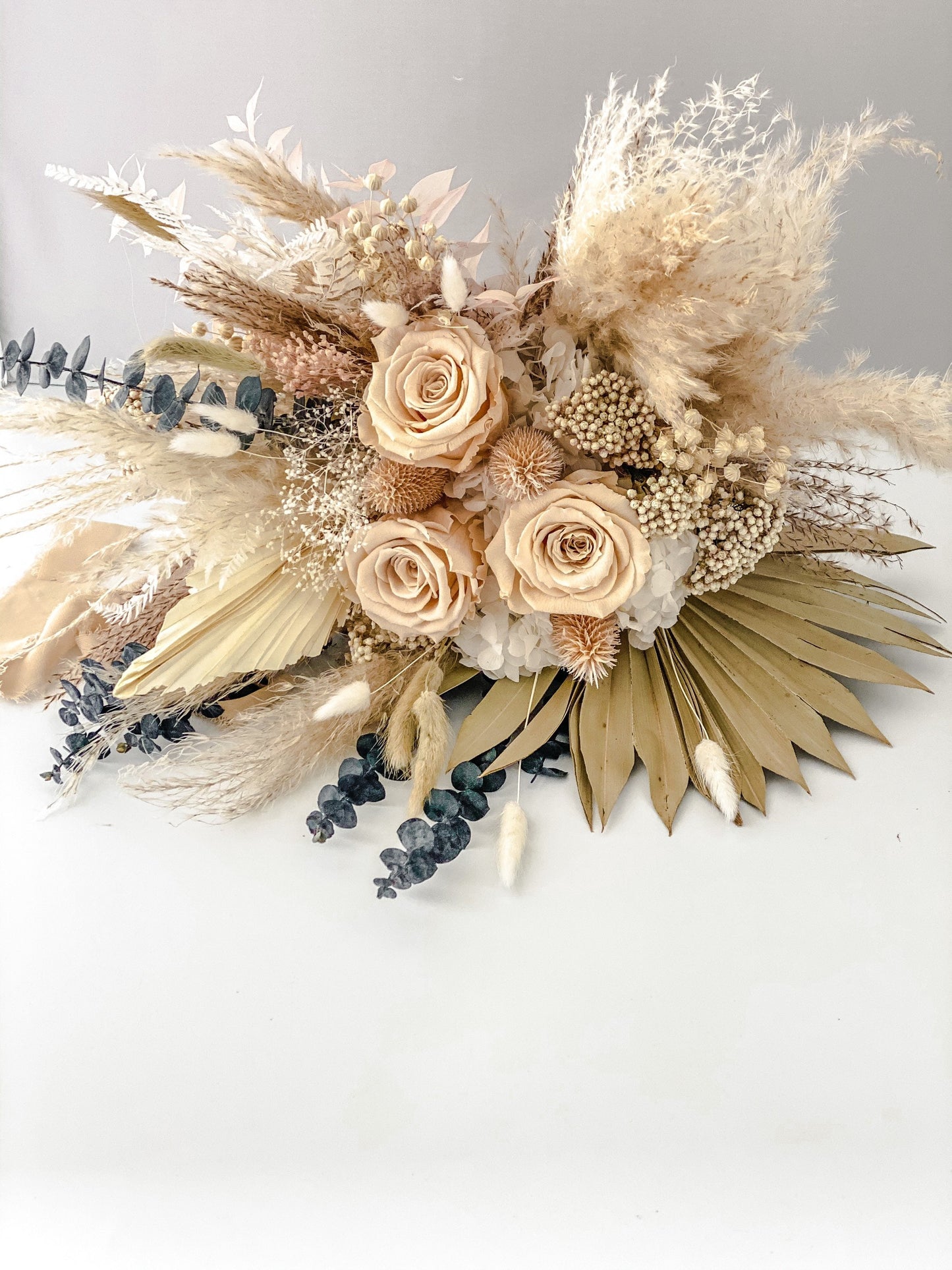 Blush Eucalyptus Pampas Grass Bouquet/ Bride and Bridesmaids/ Dried Floral Bouquet/ Wedding Flowers