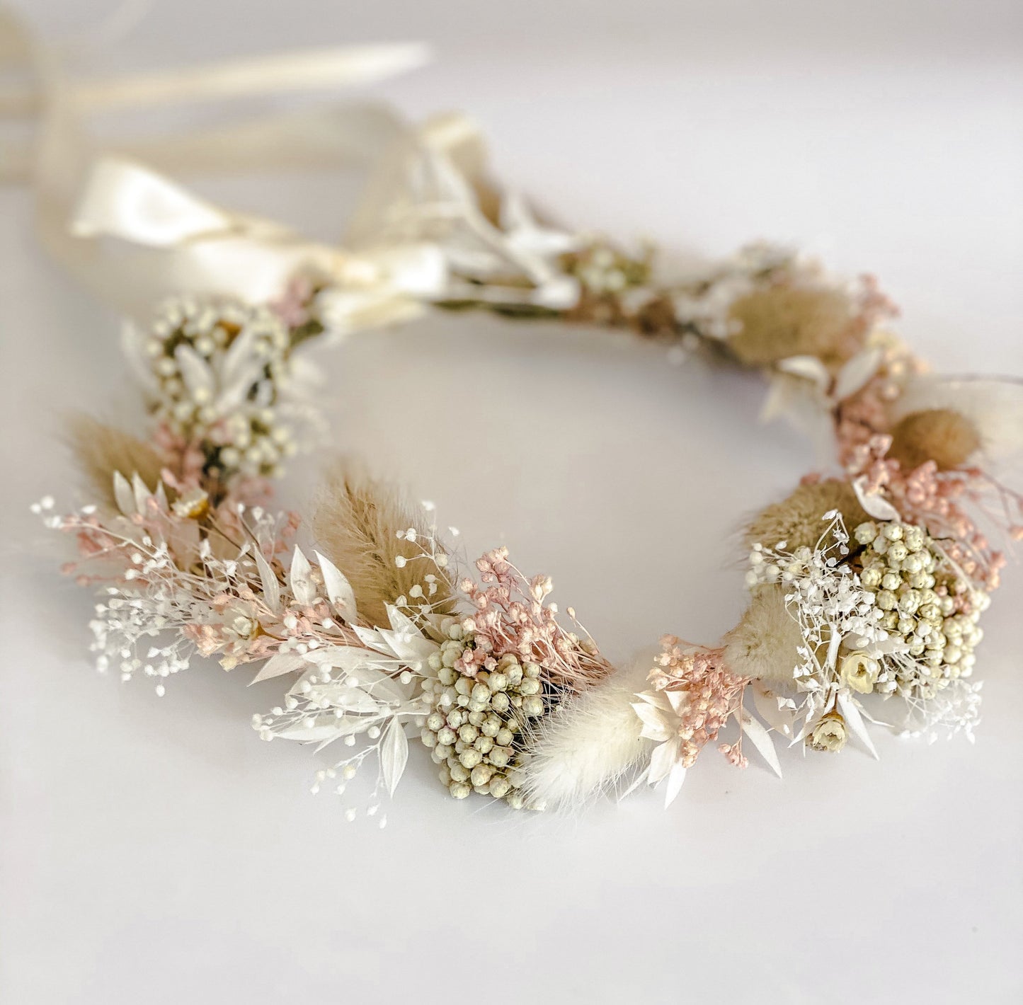 Blush Dried Flower Crown/ Wedding Hair/ Bride and Bridesmaids/ Flower Girl/ Photoshoot