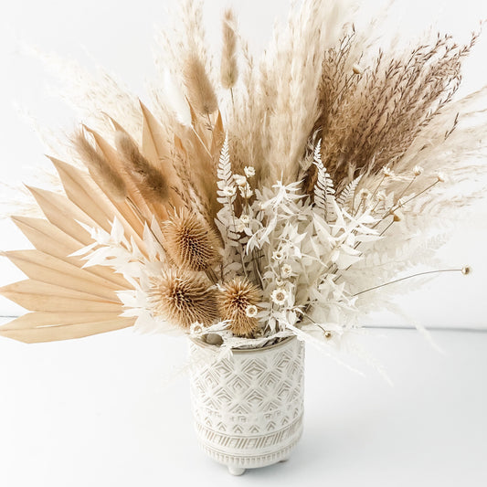 Pampas grass + Tan Thistle Vase Arrangement