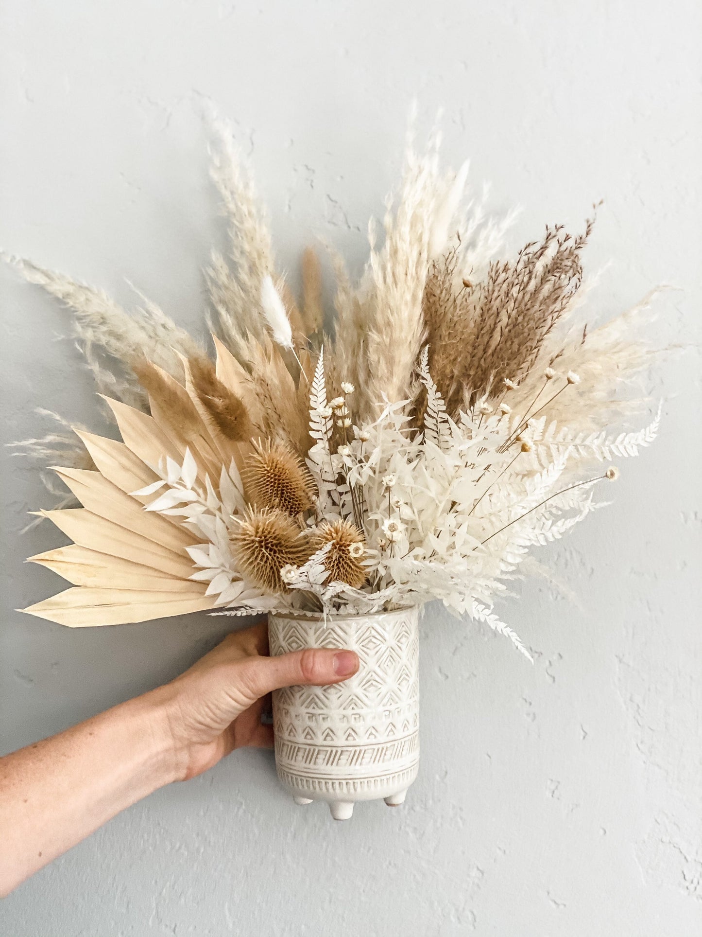 Pampas grass + Tan Thistle Vase Arrangement