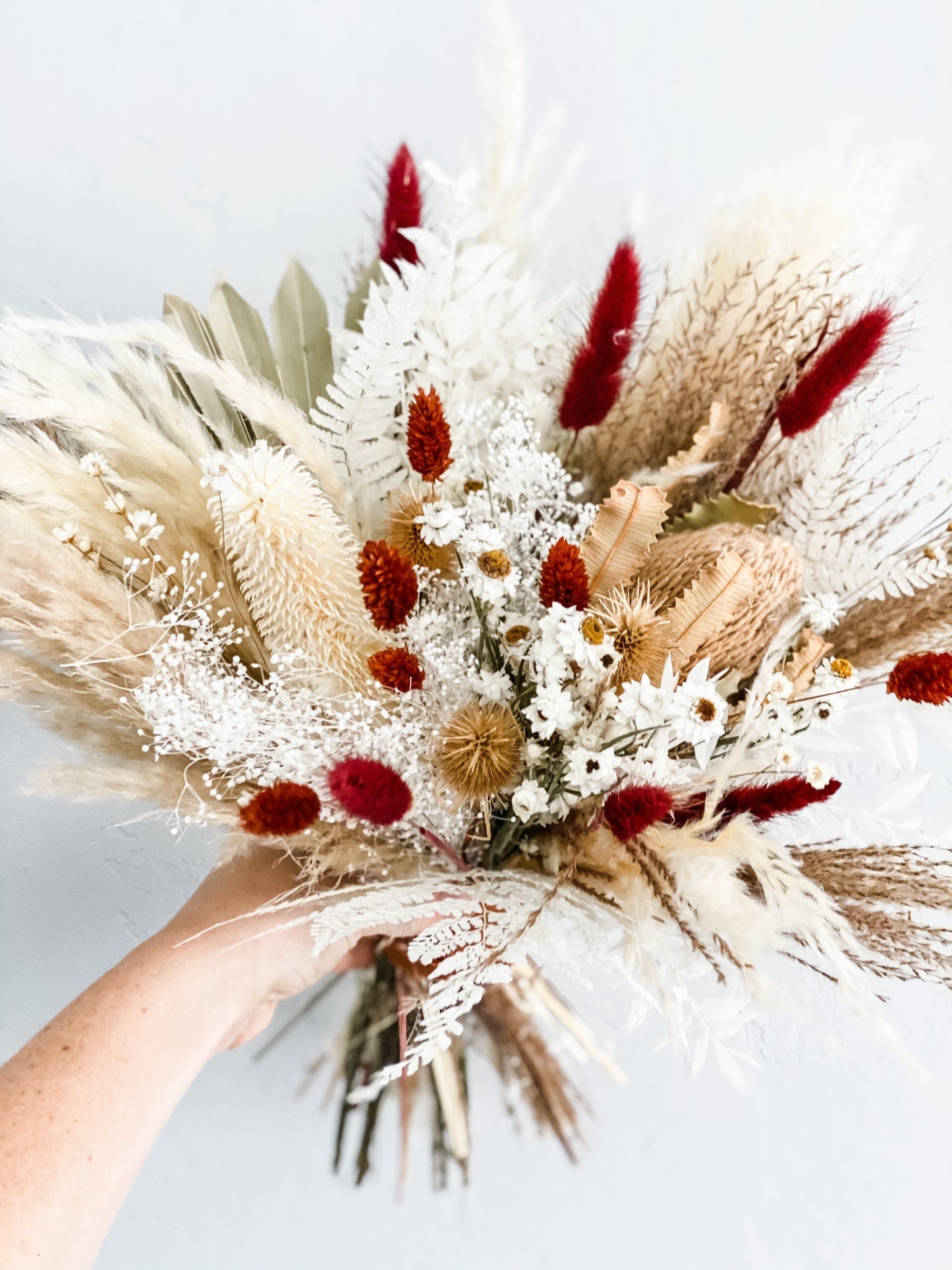 Medium Banksia + Pampas Rust Bouquet/ Bride and Bridesmaids/ Dried Flower Bouquet/ Wedding Flowers