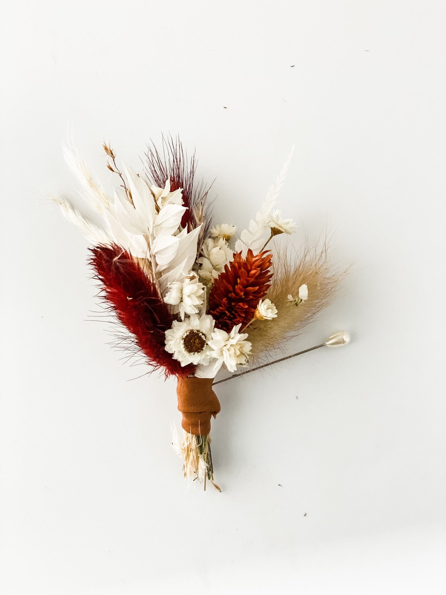 Rust Wildflower Boutonniere/ Wedding Flowers/ Groom and Groomsmen/ Dried Flowers