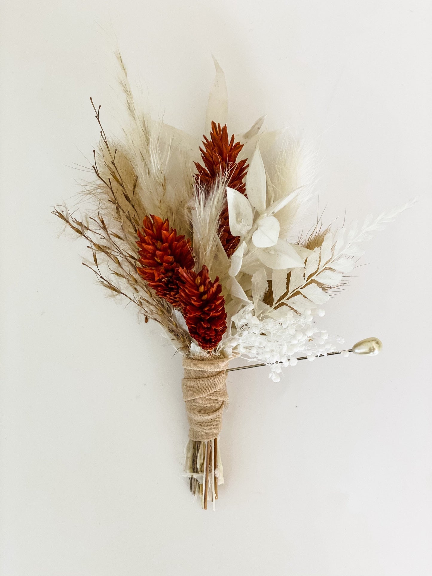 Rust Boutonniere/ Wedding Flowers/ Groom and Groomsmen/ Dried Flowers