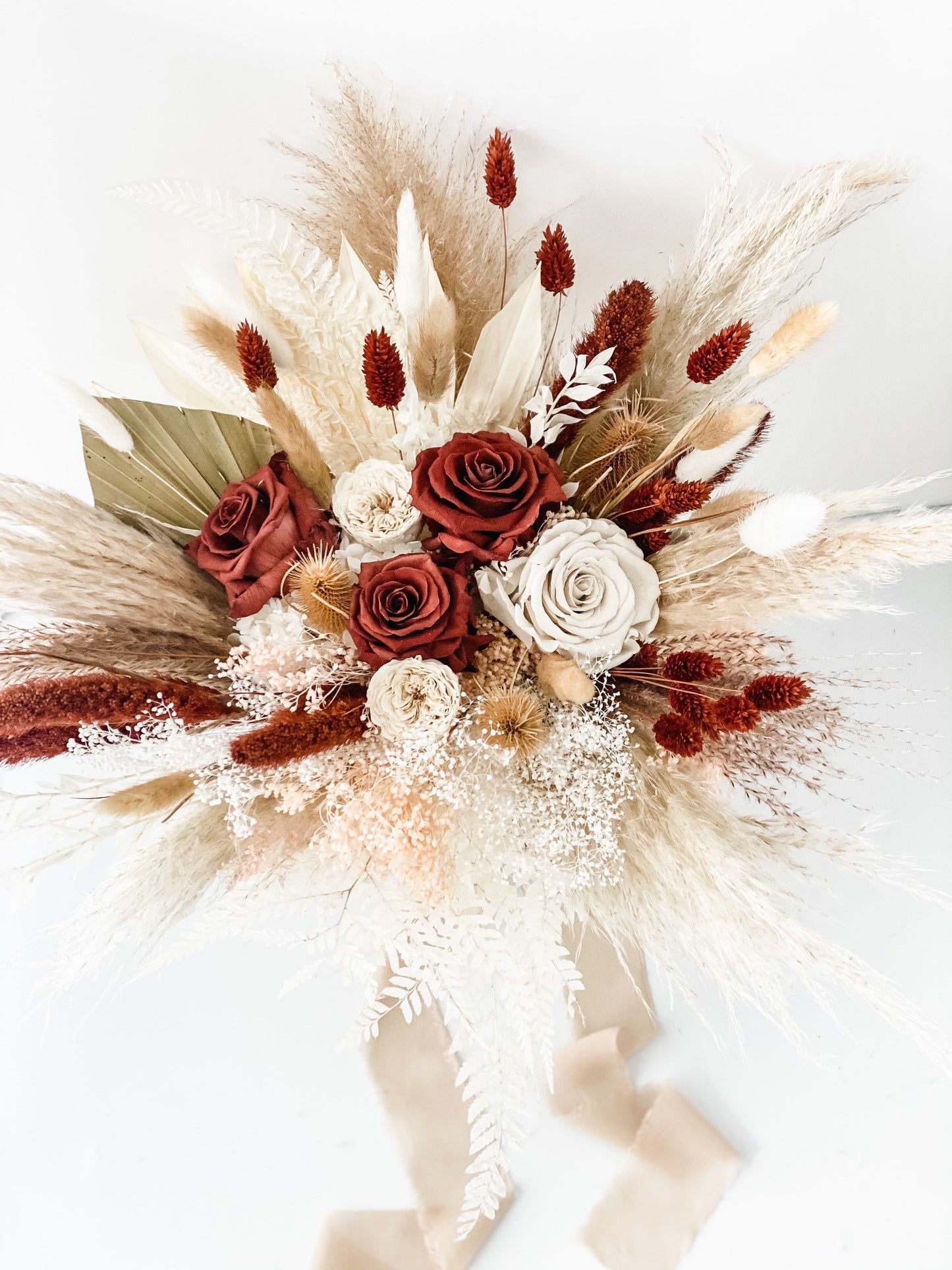 Rust Pampas Grass Bridal Bouquet/ Bride and Bridesmaids/ Dried Flower Bouquet/ Wedding Flowers