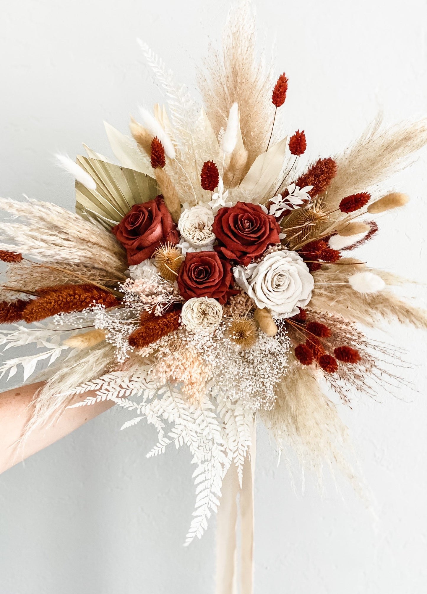 Rust Pampas Grass Bridal Bouquet/ Bride and Bridesmaids/ Dried Flower Bouquet/ Wedding Flowers