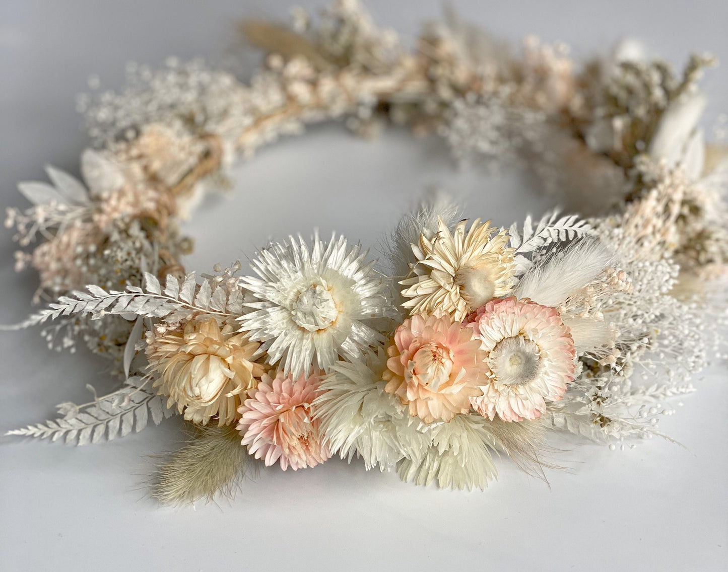 Blush Strawflower Dried Flower Crown/ Wedding Hair/ Bride and Bridesmaids/ Flower Girl/ Photoshoot