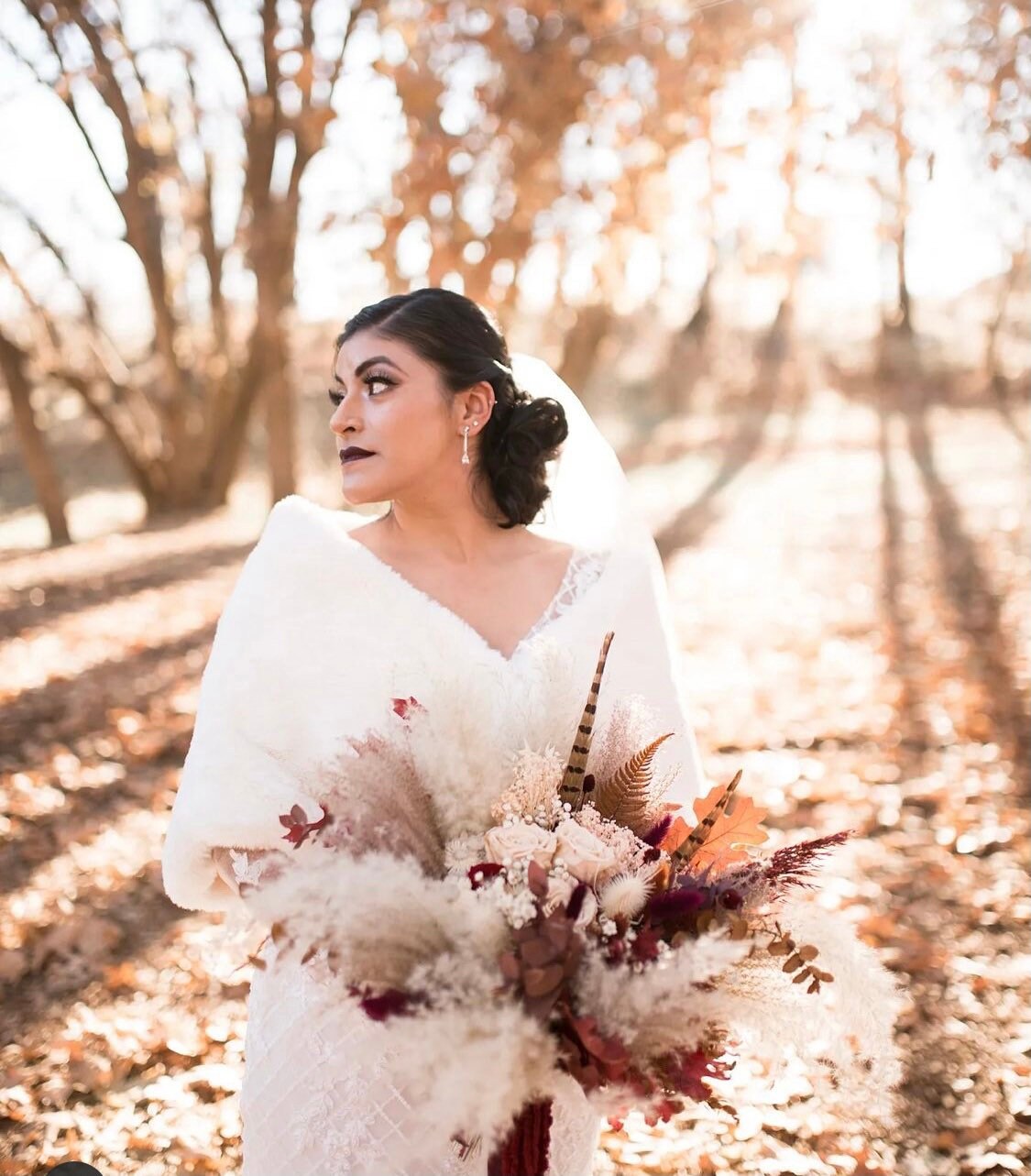 Fall Pampas Grass + Pheasant Feather Bouquet/ Bride and Bridesmaids/ Dried Flower Bouquet/ Wedding Flowers