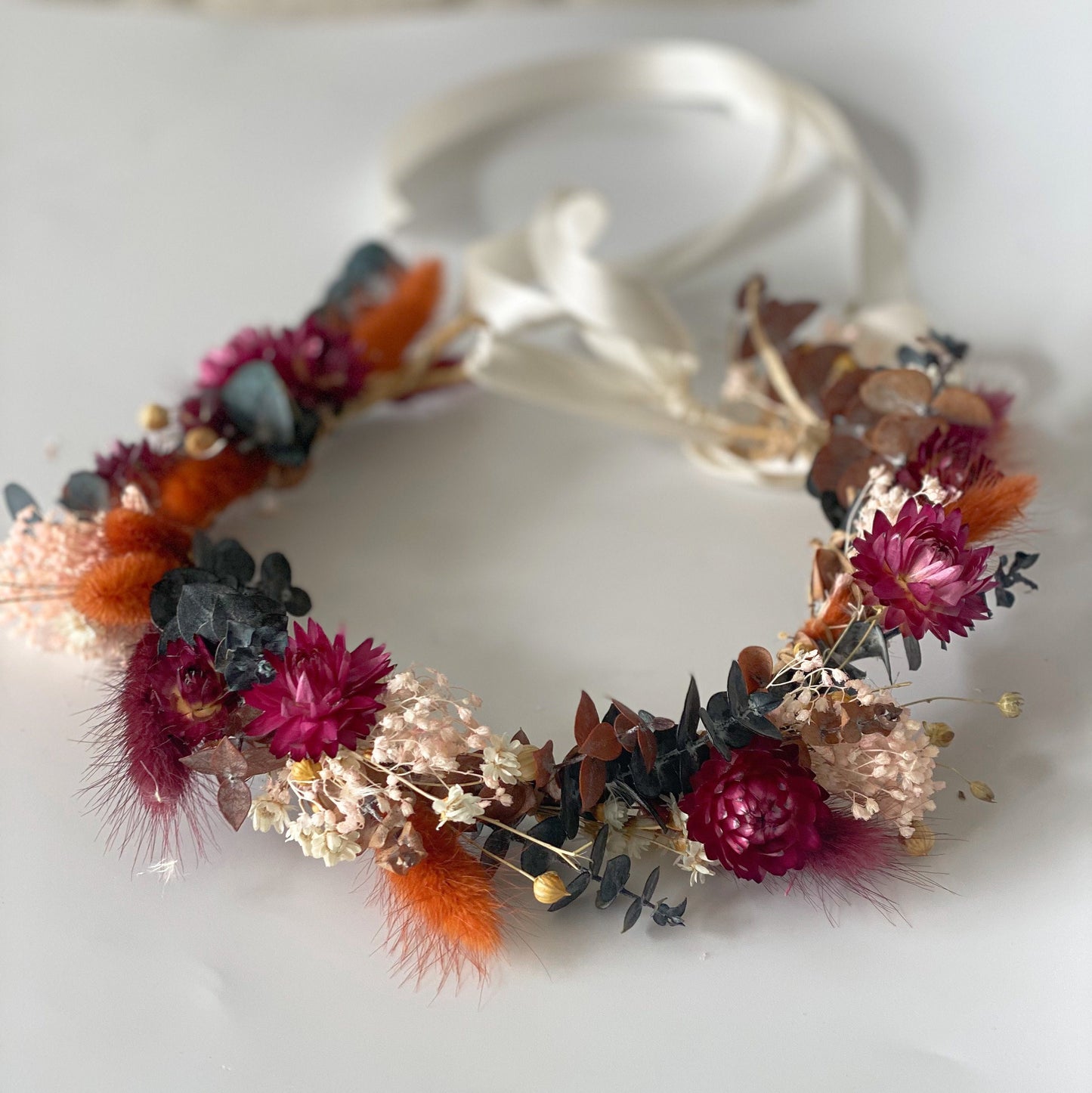 Terracotta + Berry Dried Flower Crown/ Wedding Hair/ Bride and Bridesmaids/ Flower Girl/ Photoshoot