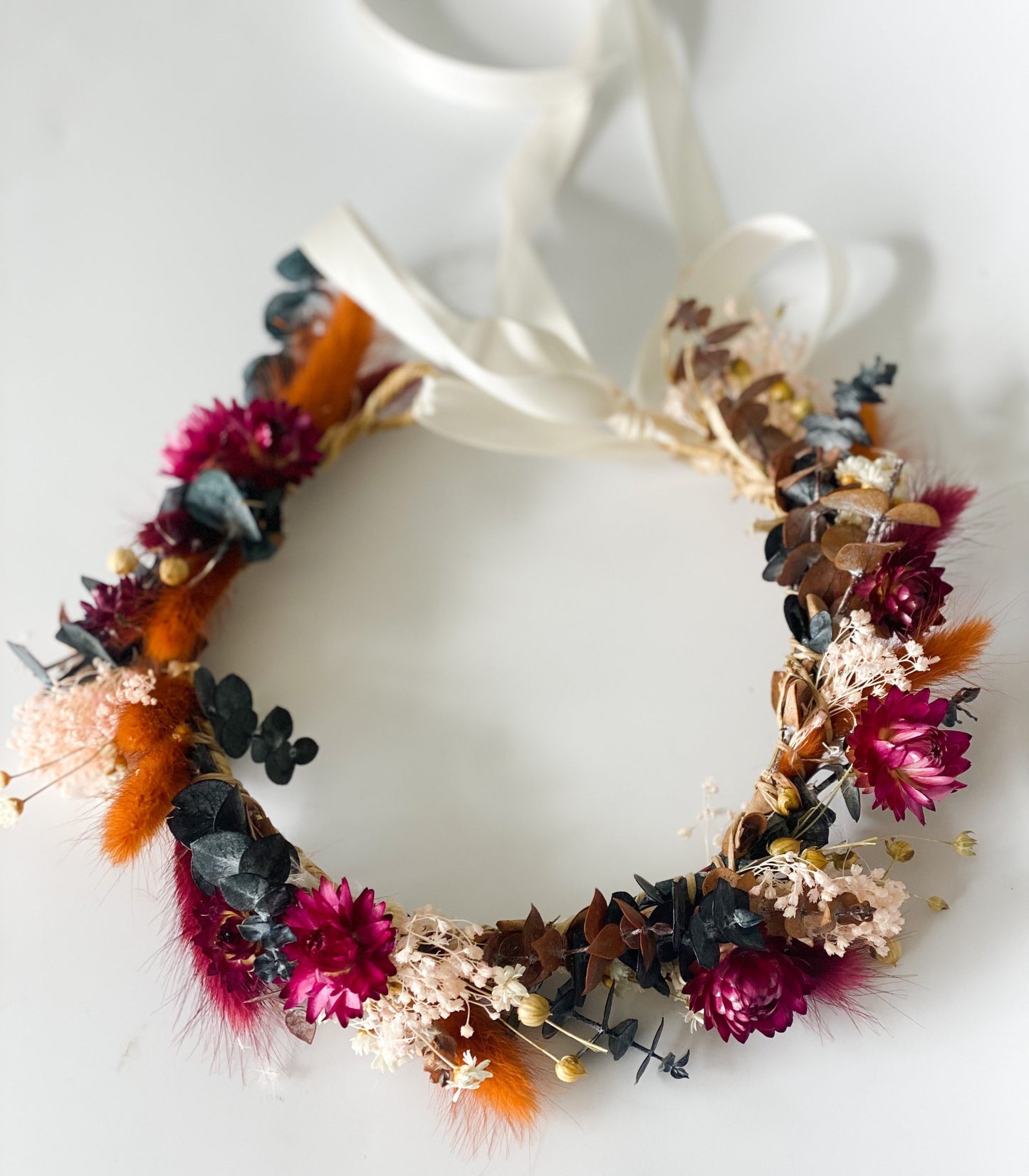 Terracotta + Berry Dried Flower Crown/ Wedding Hair/ Bride and Bridesmaids/ Flower Girl/ Photoshoot