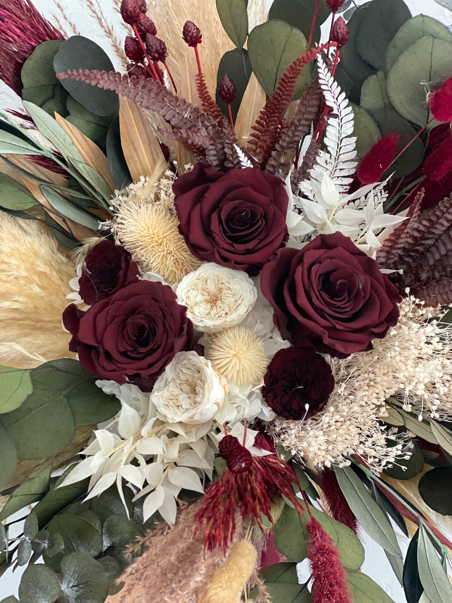 Burgundy + Olive Dried Pampas Grass Bouquet/ Bride and Bridesmaids/ Dried Flower Bouquet/ Wedding Flowers