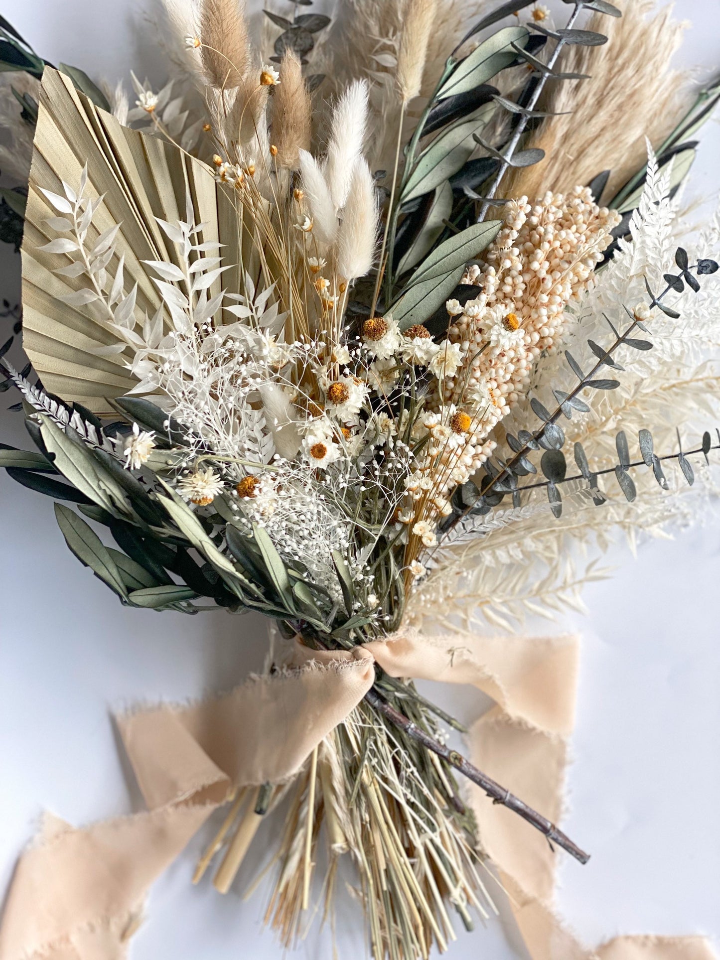 Olive + Sage Wildflower Pampas Grass Bouquet/ Bride and Bridesmaids/ Dried Flower Bouquet/ Wedding Flowers