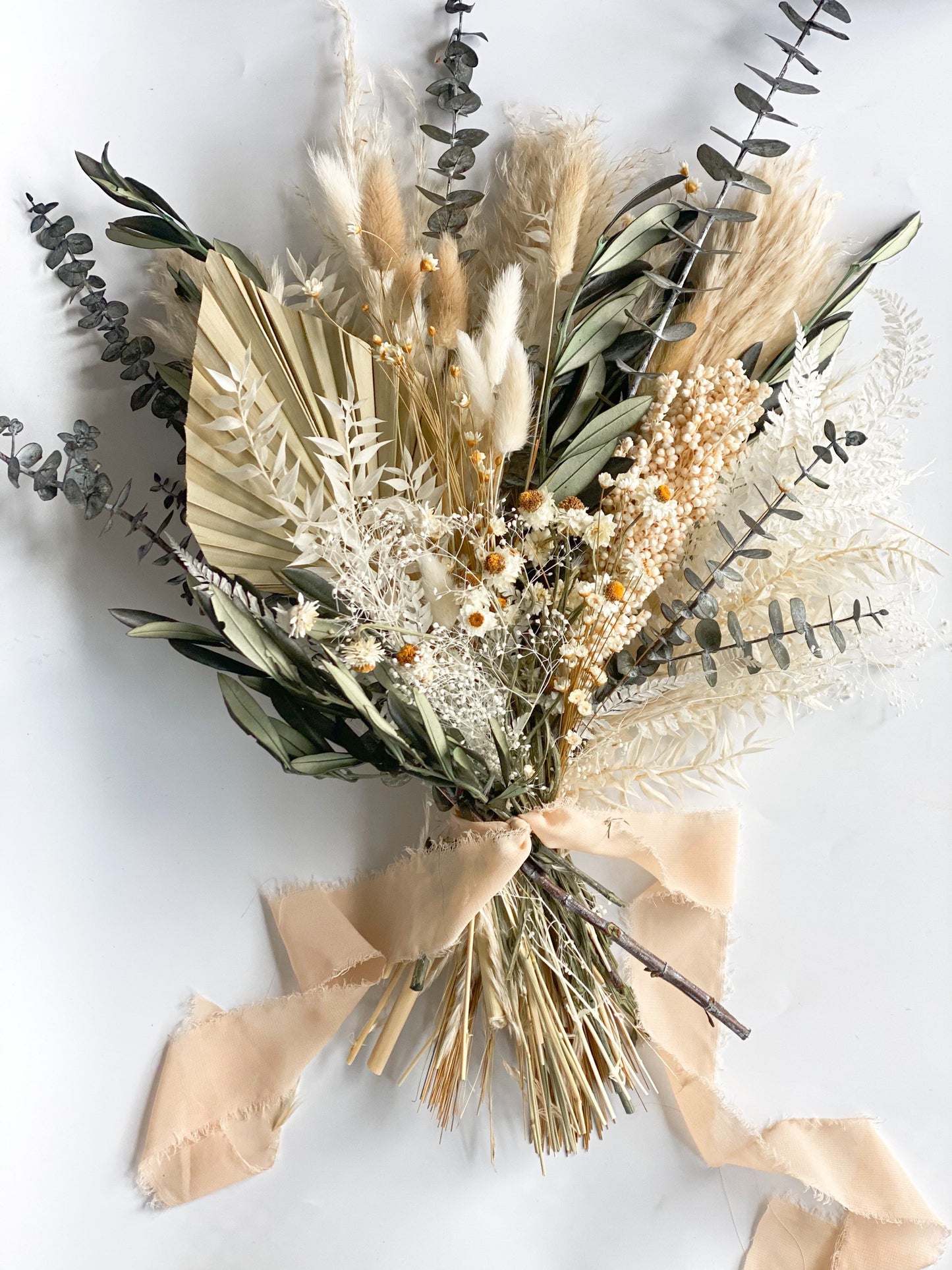 Olive + Sage Wildflower Pampas Grass Bouquet/ Bride and Bridesmaids/ Dried Flower Bouquet/ Wedding Flowers