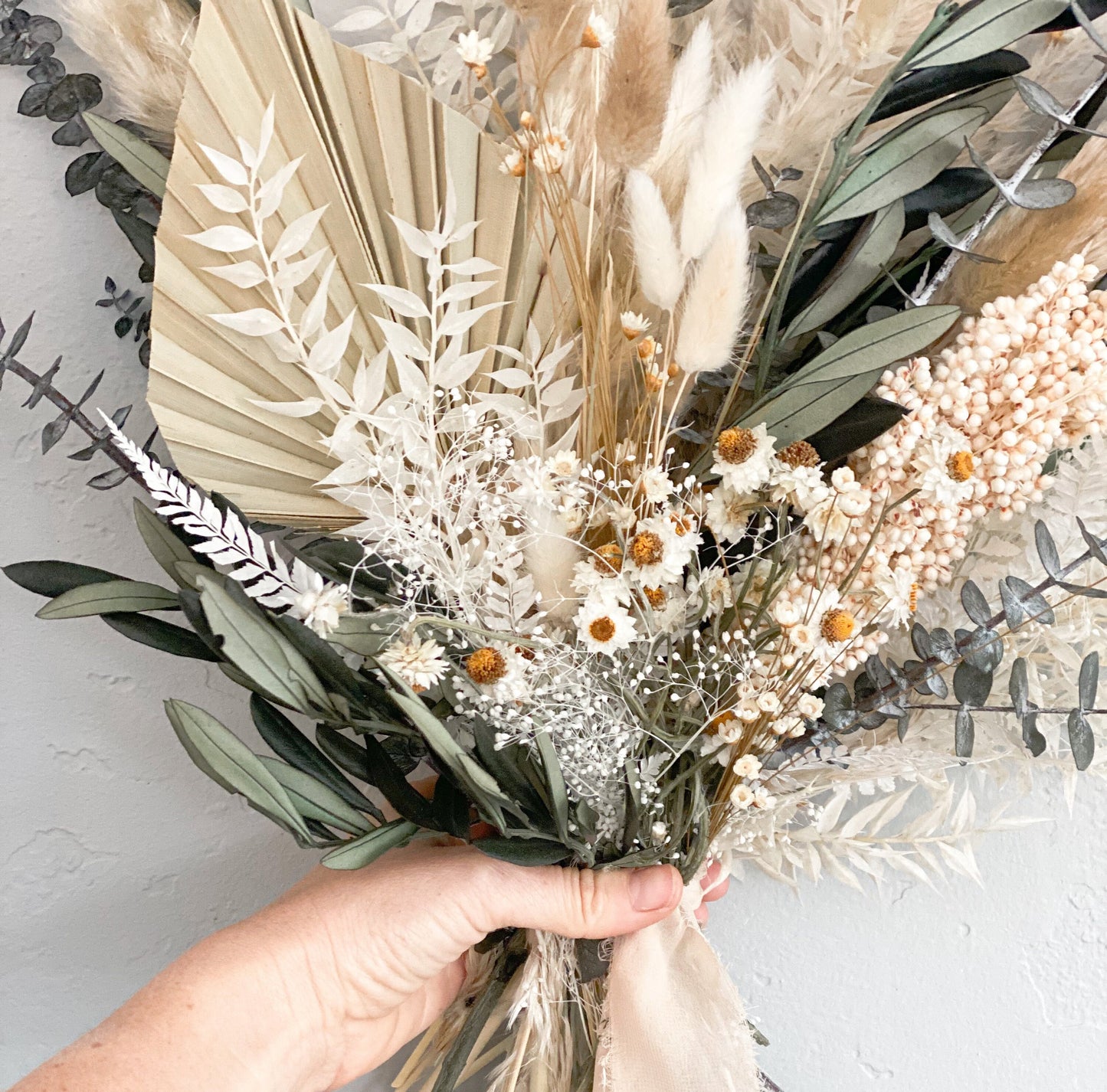 Olive + Sage Wildflower Pampas Grass Bouquet/ Bride and Bridesmaids/ Dried Flower Bouquet/ Wedding Flowers