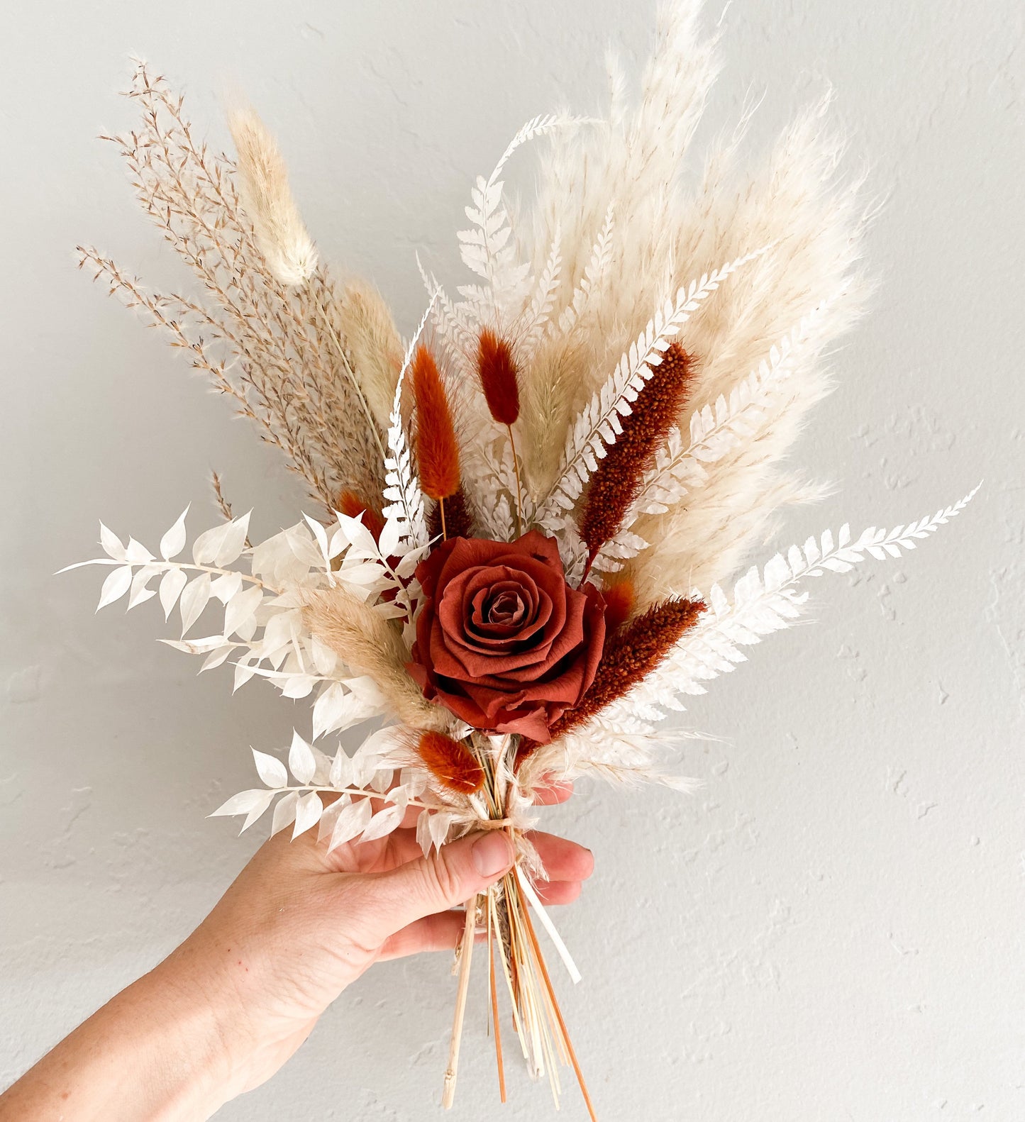 Rust + Terracotta Dried Flower Bud Vase Arrangement, Wedding Flowers, Home decor, Dried Flowers