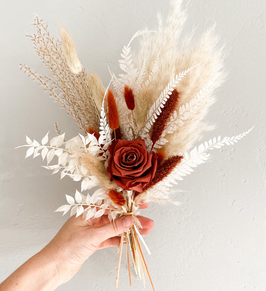 Rust + Terracotta Dried Flower Bud Vase Arrangement, Wedding Flowers, Home decor, Dried Flowers