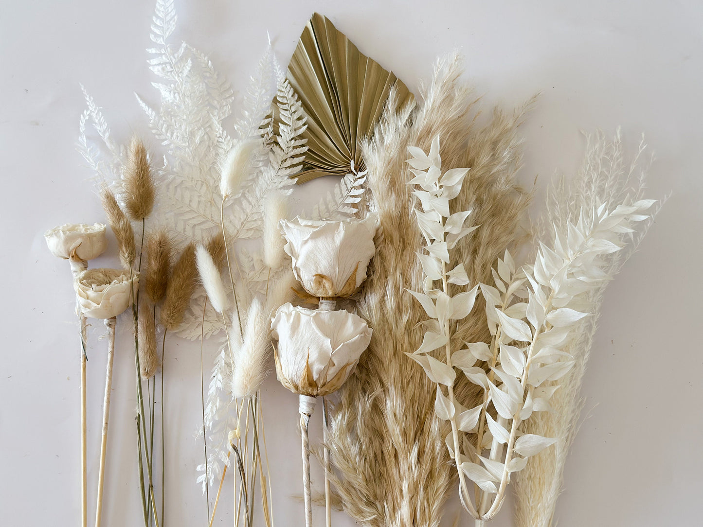 White + Cream Cake Flowers, Flat Lay Flowers, DIY/ Wedding Flowers, Dried Flowers, Wedding Cake