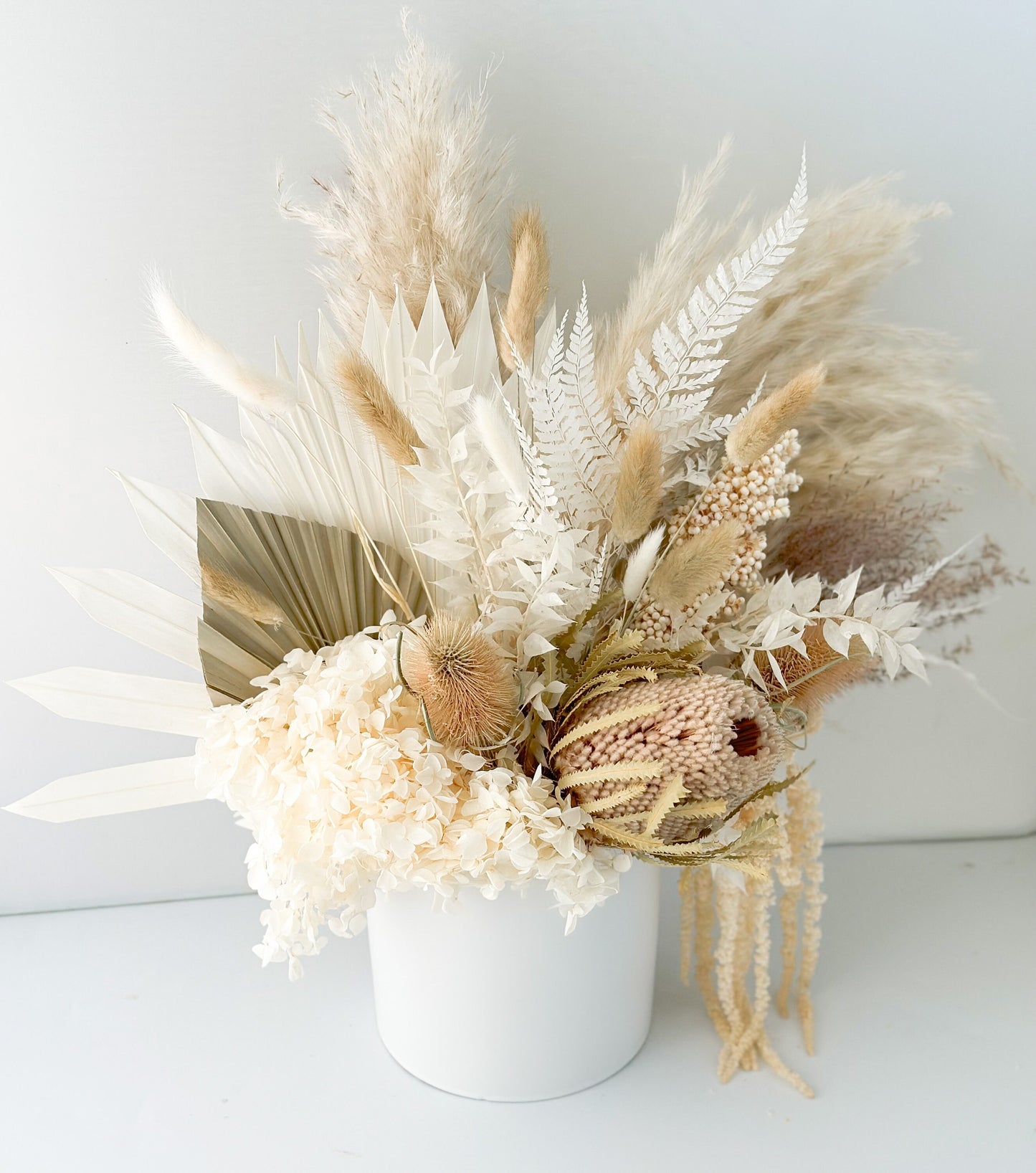 Banksia + Pampas Grass Dried Floral Arrangement with Vase