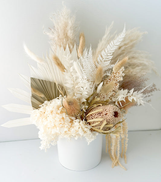 Banksia + Pampas Grass Dried Floral Arrangement with Vase