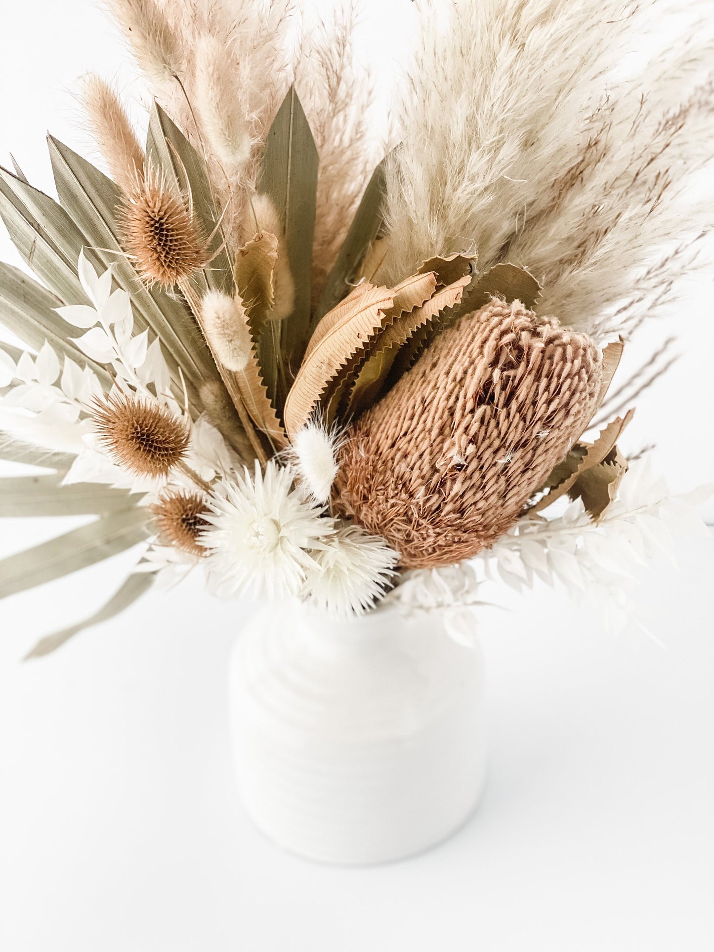 Banksia + Thistle Pampas Grass Vase Arrangement