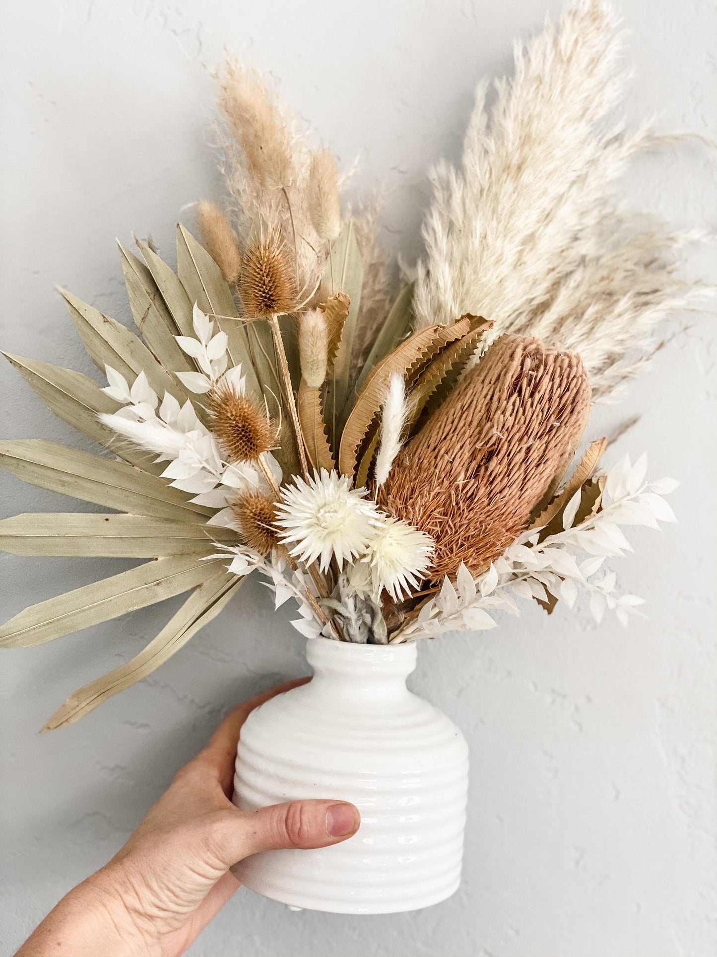 Banksia + Thistle Pampas Grass Vase Arrangement