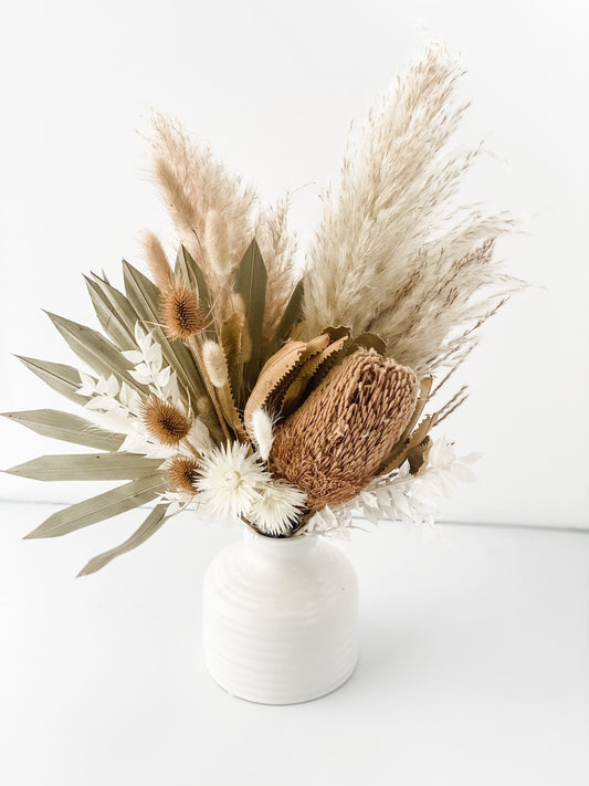Banksia + Thistle Pampas Grass Vase Arrangement