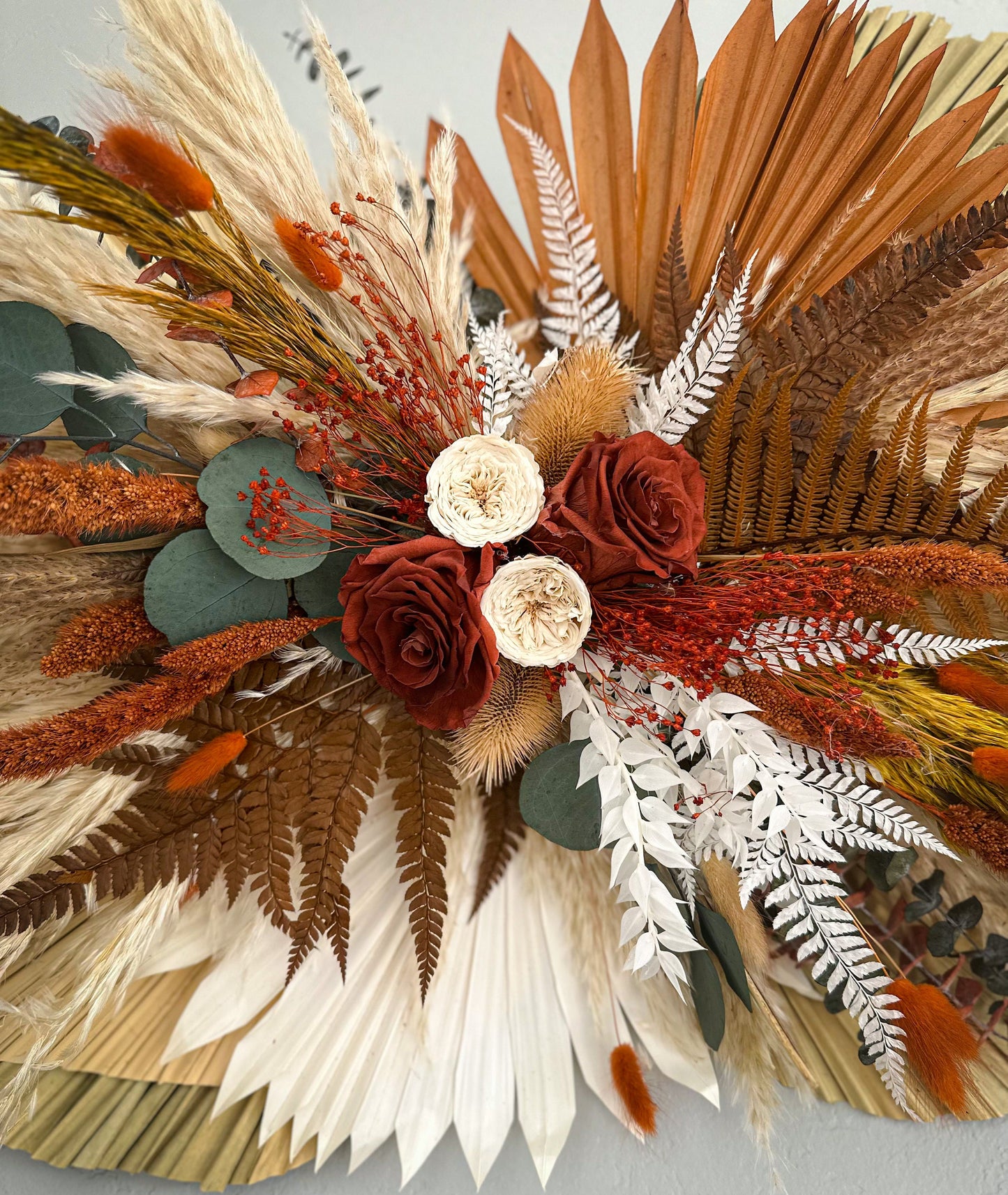 Terracotta, Rust + Greenery Pampas Grass Arch or Wall Decor, Dried Flowers, Arbor