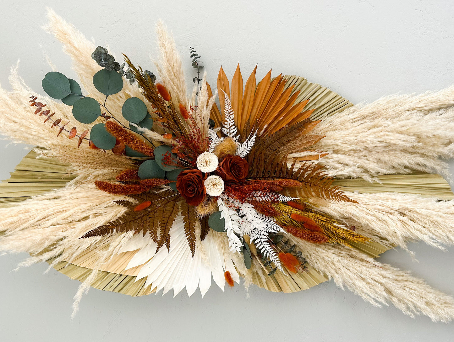 Terracotta, Rust + Greenery Pampas Grass Arch or Wall Decor, Dried Flowers, Arbor