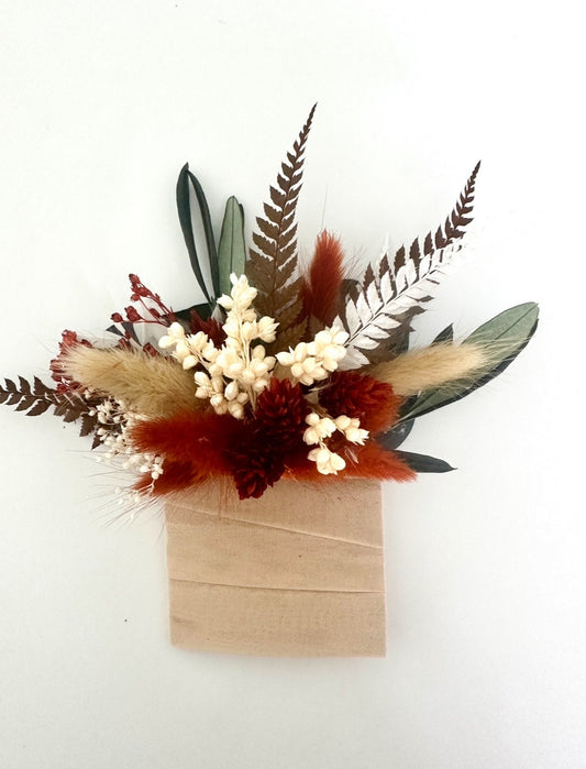 Olive + Terracotta Dried Flower Pocket Boutonniere/ Wedding Flowers/ Groom and Groomsmen/ Dried Flowers