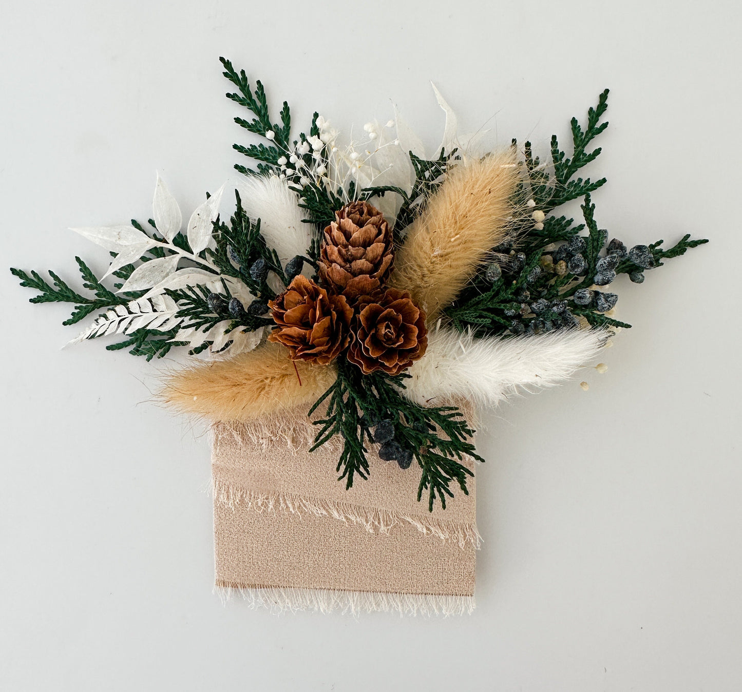 Juniper + Pinecone Dried Flower Pocket Boutonniere// Wedding Flowers/ Groom and Groomsmen/ Dried Flowers
